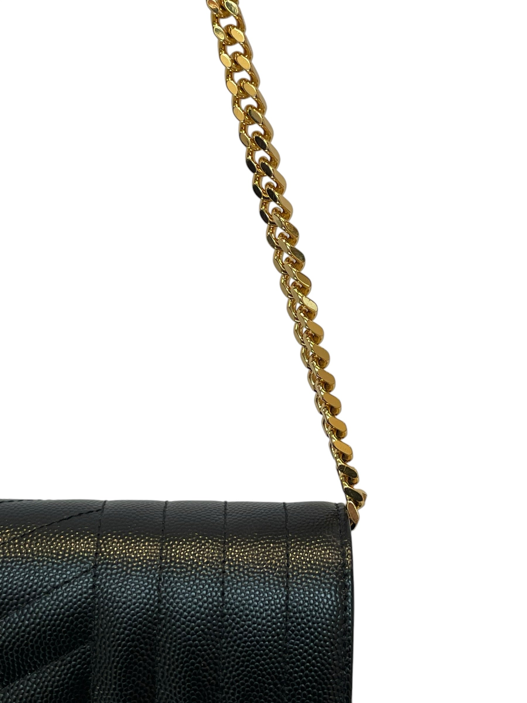 SAINT LAURENT/Cross Body Bag/Leather/BLK/ENVELOPE TRIQUILT YSL GOLD view 7