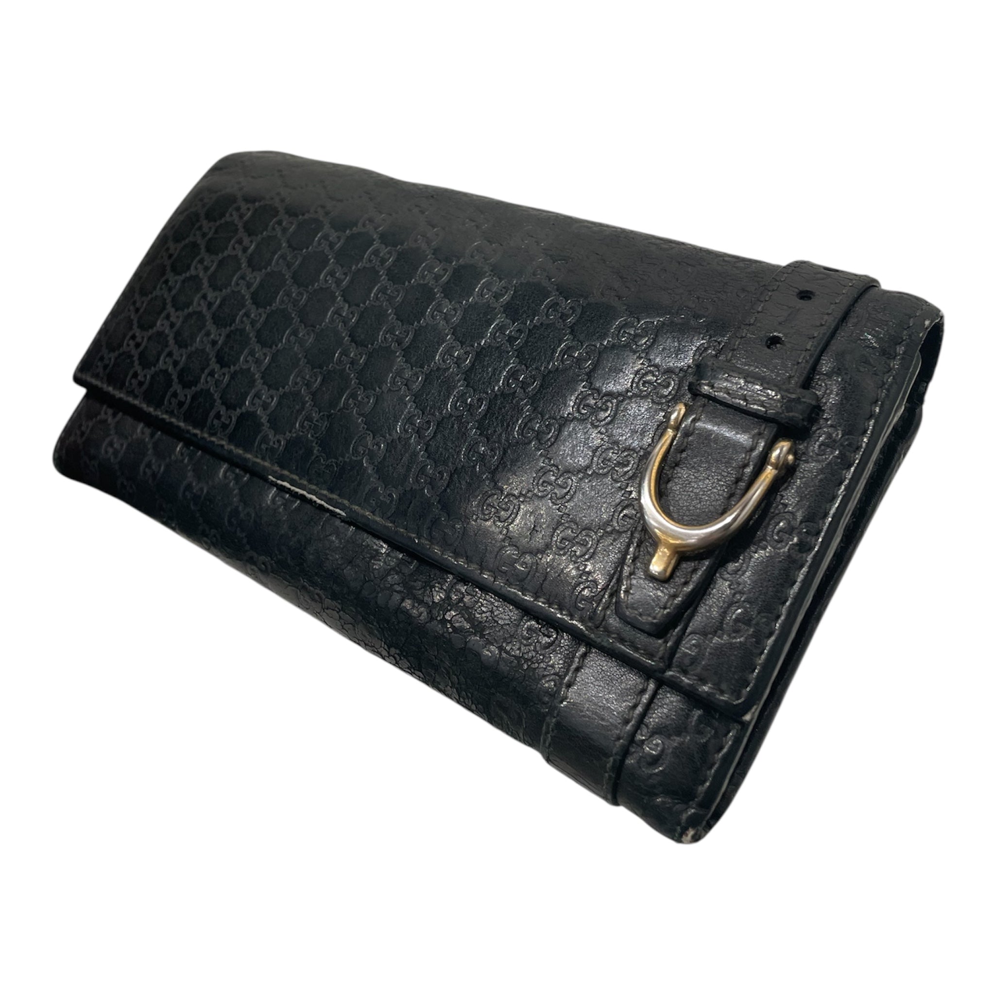 GUCCI/Long Wallet/Monogram/Leather/BLK/MICROGUCCISSIMA FLAP WALLET view 1