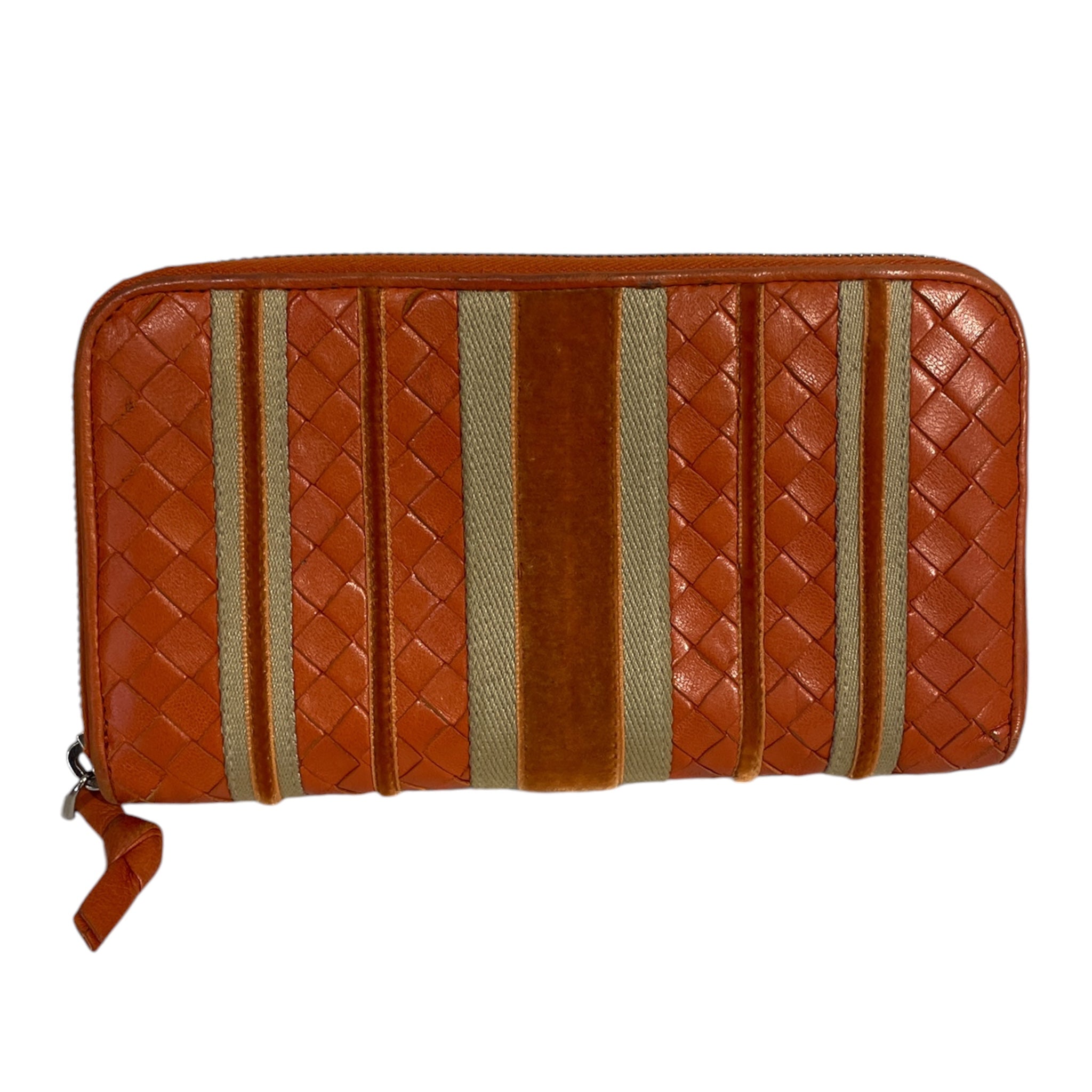 BOTTEGA VENETA/Long Wallet/Stripe/Leather/ORN/L's/ORANGE + TAN VERTICAL STRIPES view 2