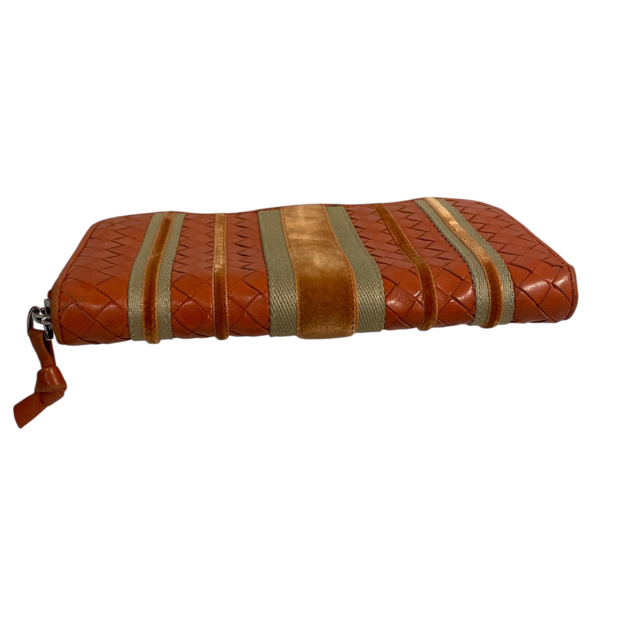 BOTTEGA VENETA/Long Wallet/Stripe/Leather/ORN/L's/ORANGE + TAN VERTICAL STRIPES view 3