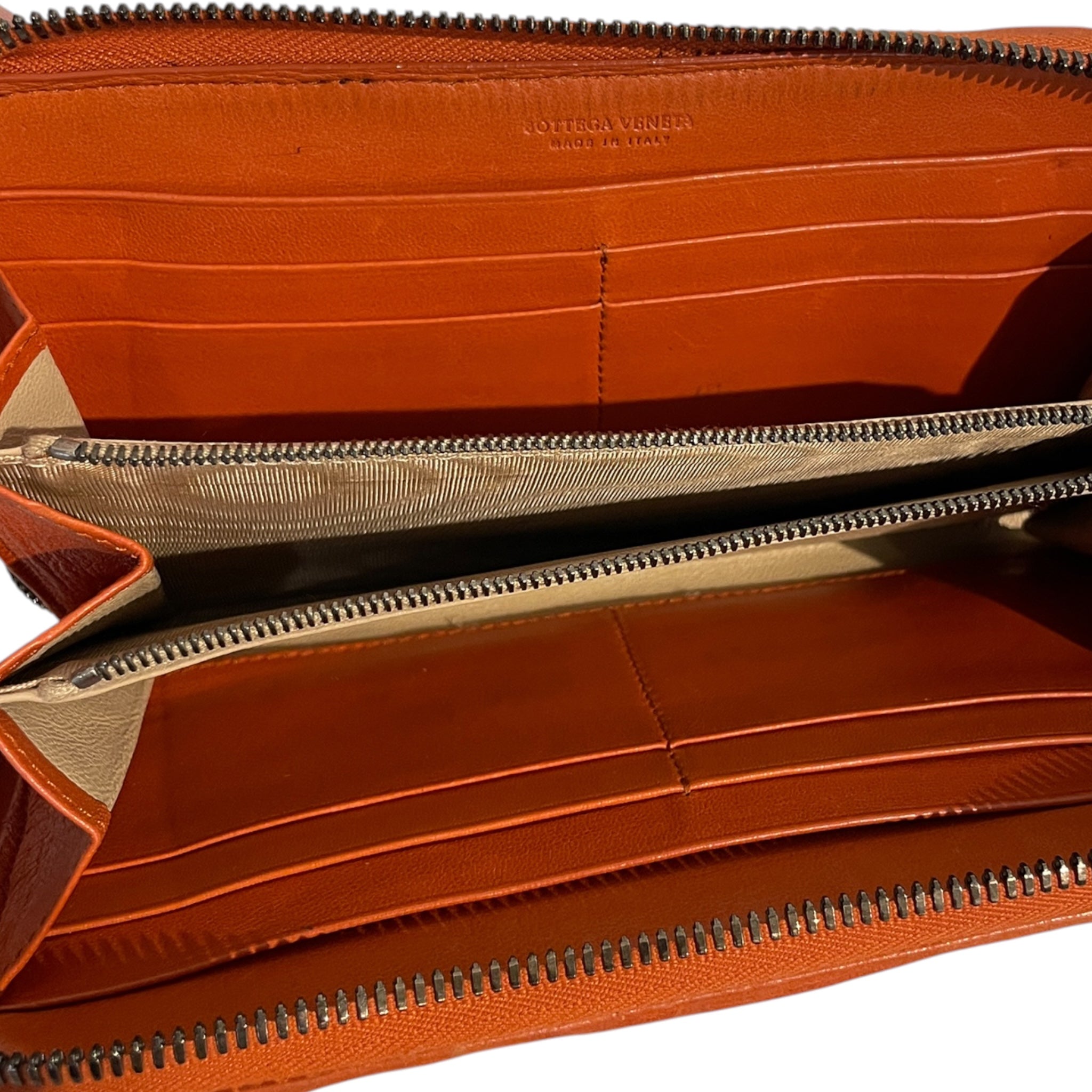 BOTTEGA VENETA/Long Wallet/Stripe/Leather/ORN/L's/ORANGE + TAN VERTICAL STRIPES view 4