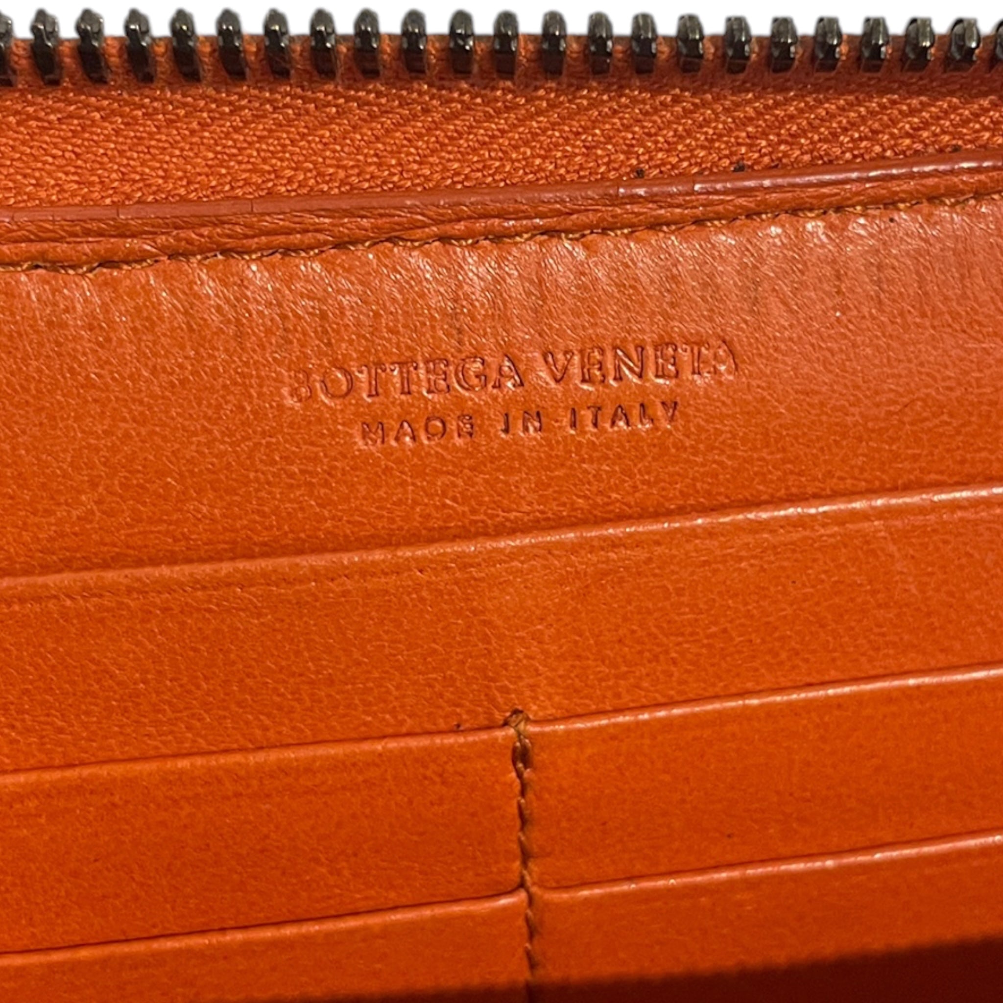 BOTTEGA VENETA/Long Wallet/Stripe/Leather/ORN/L's/ORANGE + TAN VERTICAL STRIPES view 5