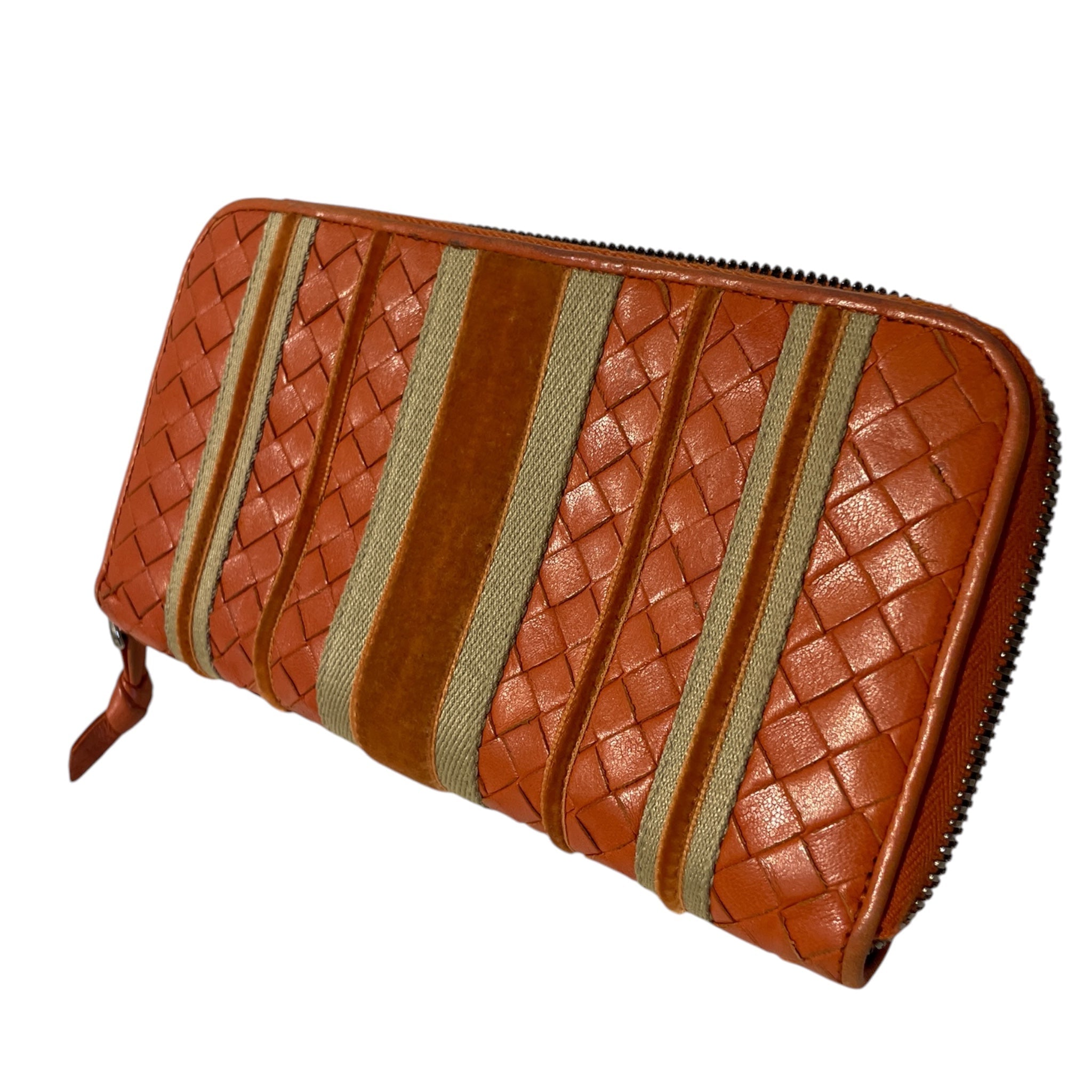 BOTTEGA VENETA/Long Wallet/Stripe/Leather/ORN/L's/ORANGE + TAN VERTICAL STRIPES view 6
