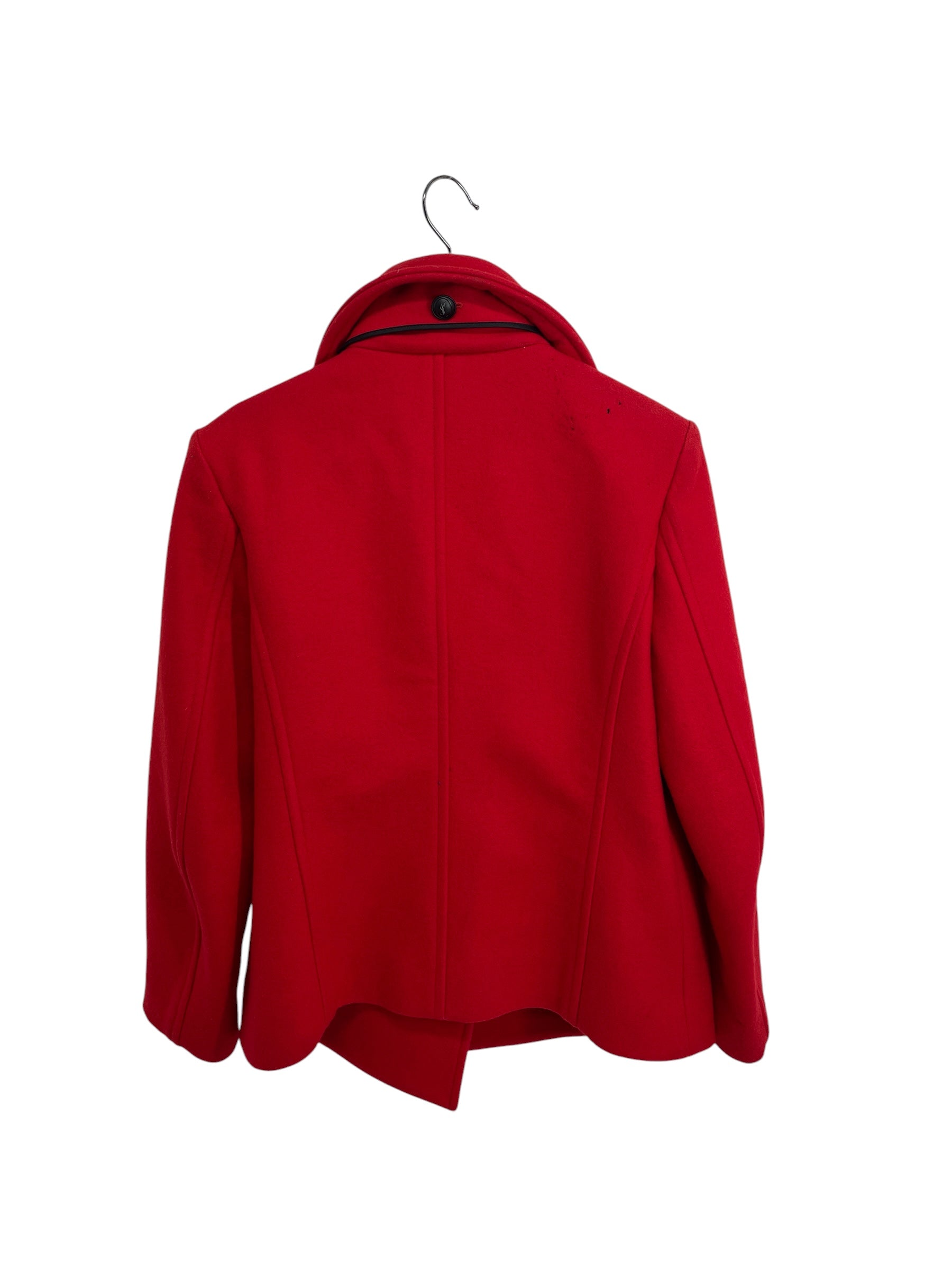 YVES SAINT LAURENT/Peacoat/40/Wool/RED/2012 LEATHER TRIM BLK BUTTONS view 3