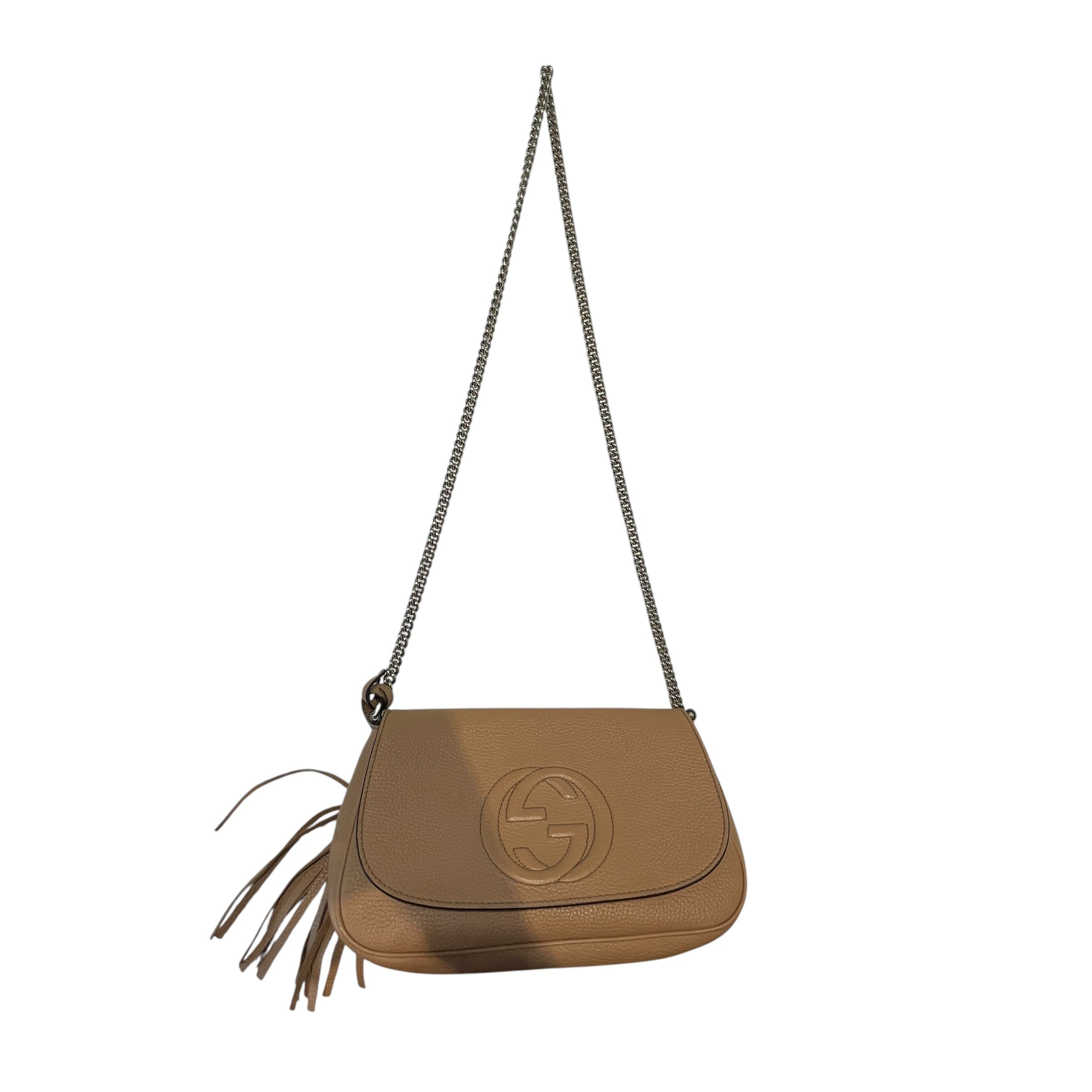 GUCCI/Cross Body Bag/Leather/BEG/Soho Flap Leather Chain Bag view 1