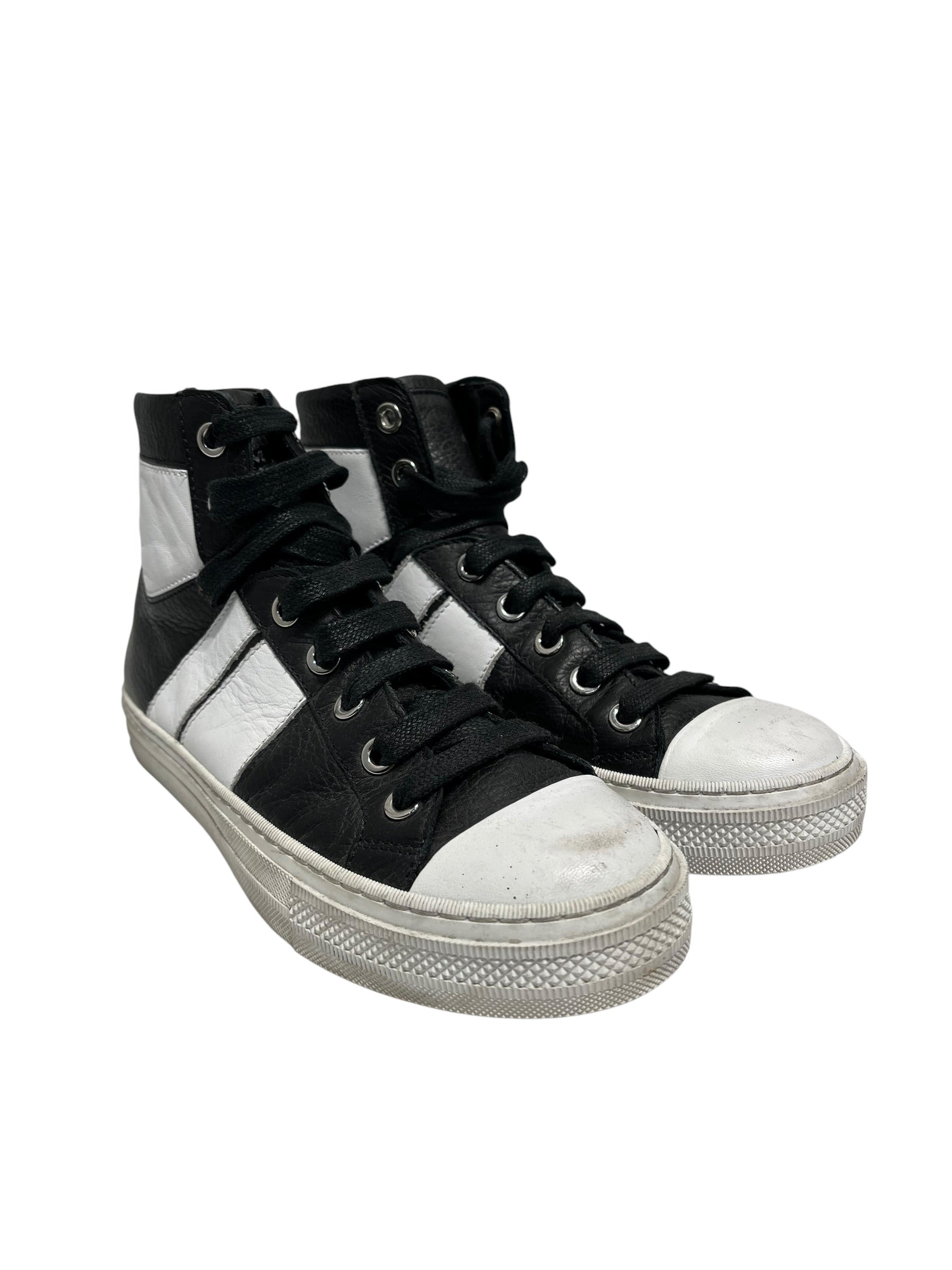 AMIRI/Hi-Sneakers/EU 35/Leather/BLK/TWO STRIPE HIGH TOP SNEAKER view 1