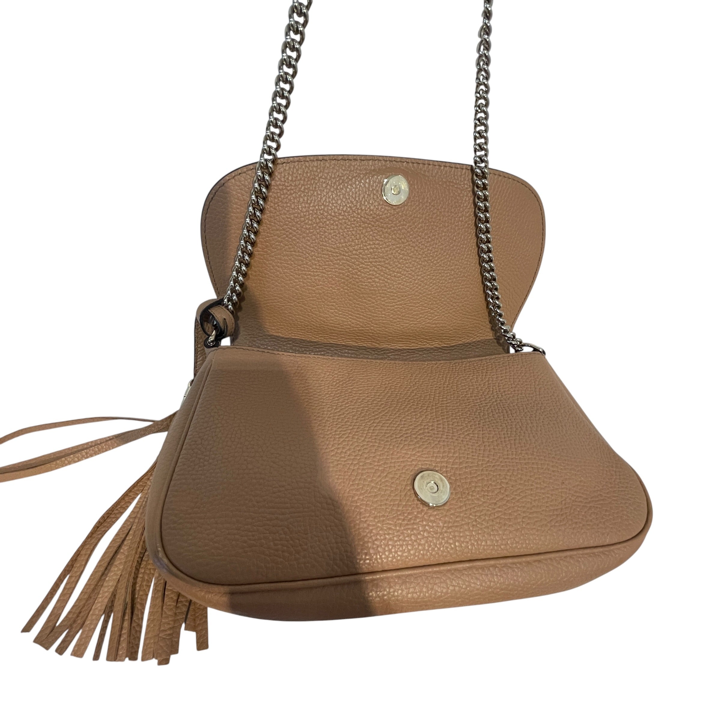 GUCCI/Cross Body Bag/Leather/BEG/Soho Flap Leather Chain Bag view 3