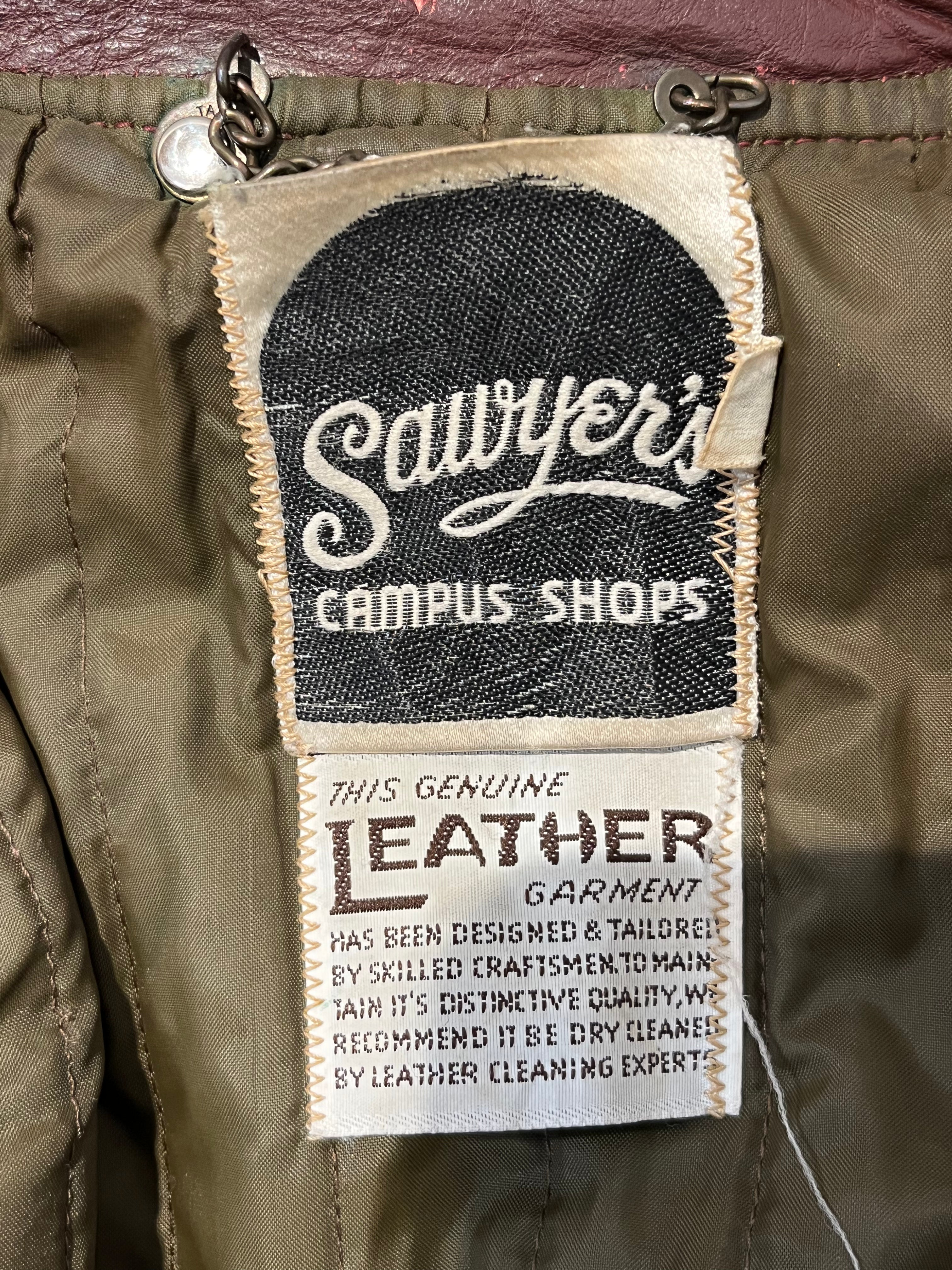 SAWYER'S CAMPUS SHOPS/Vintage/Leather Jkt/42/Leather/BRD/GLD ZIP view 3