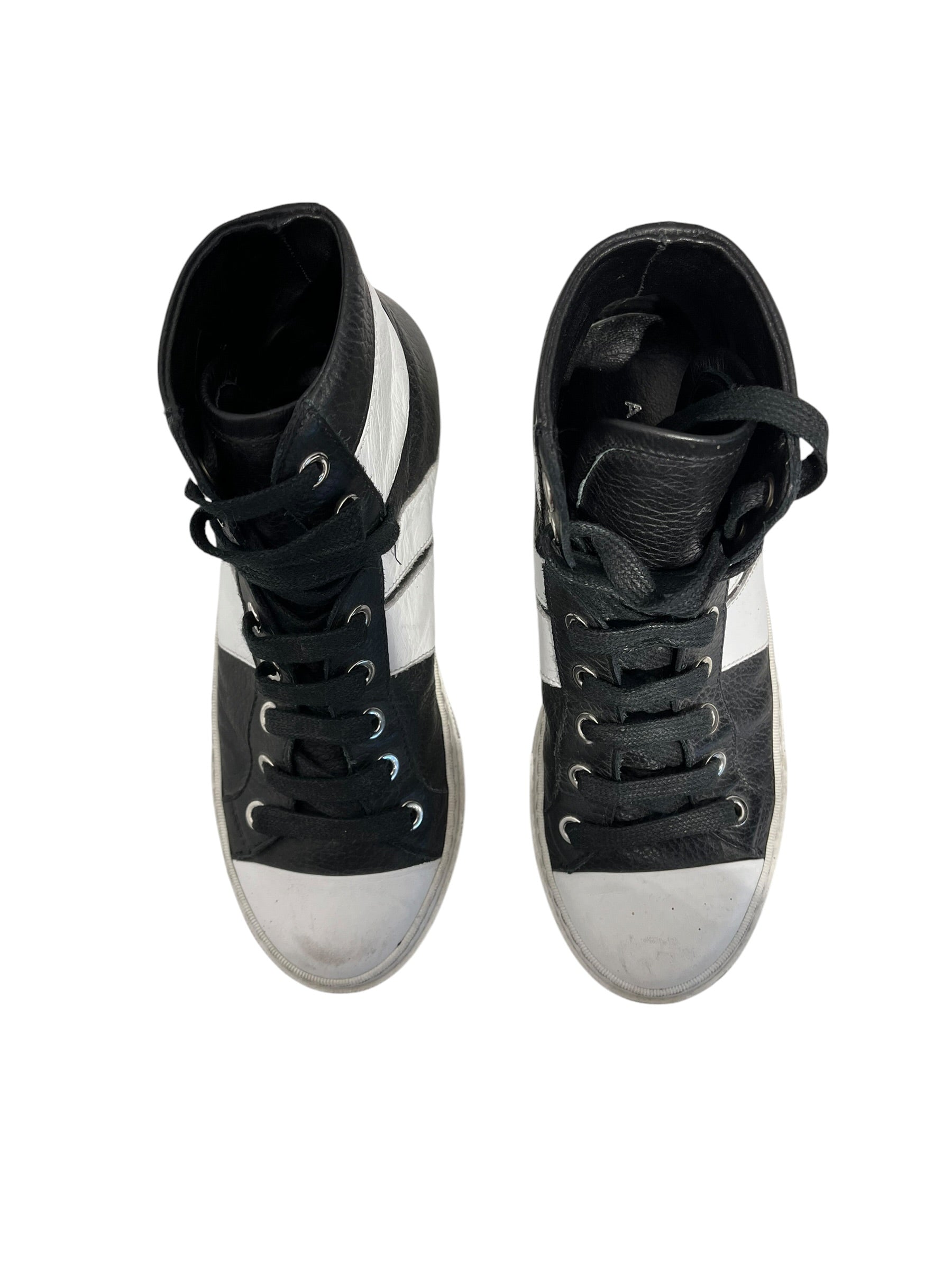 AMIRI/Hi-Sneakers/EU 35/Leather/BLK/TWO STRIPE HIGH TOP SNEAKER view 4