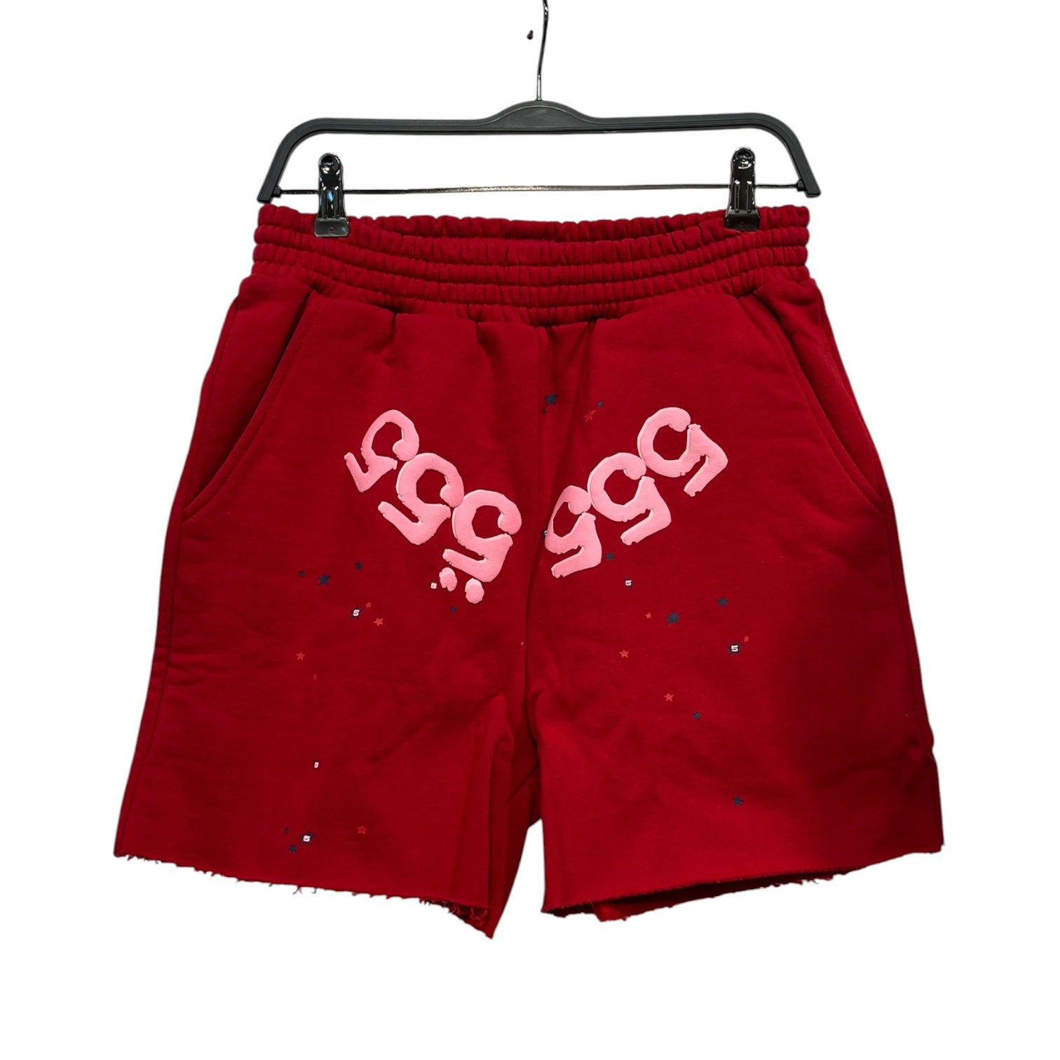Sp5der/Shorts/XS/Graphic/Cotton/RED/555 front logo graphic view 1