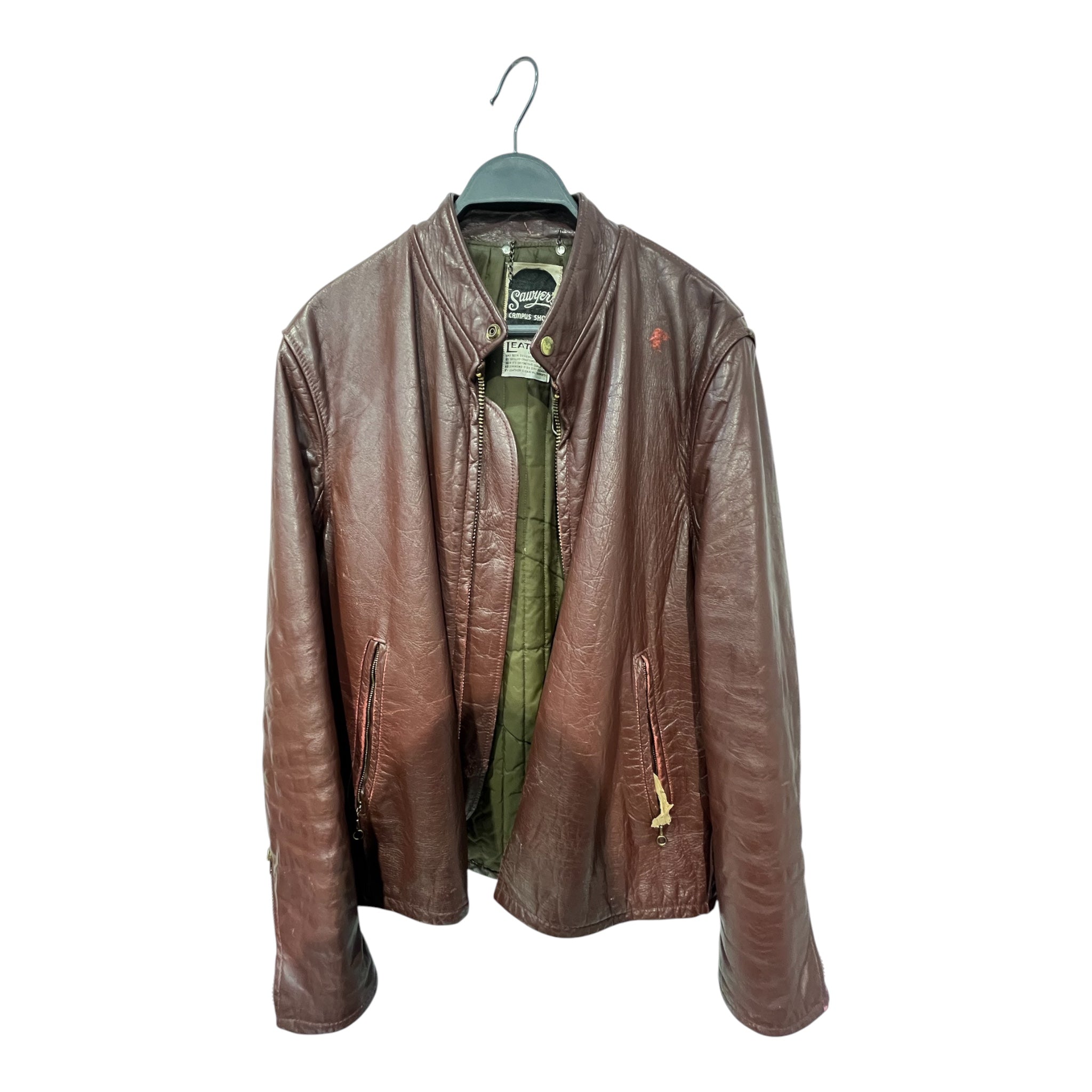 SAWYER'S CAMPUS SHOPS/Vintage/Leather Jkt/42/Leather/BRD/GLD ZIP view 1