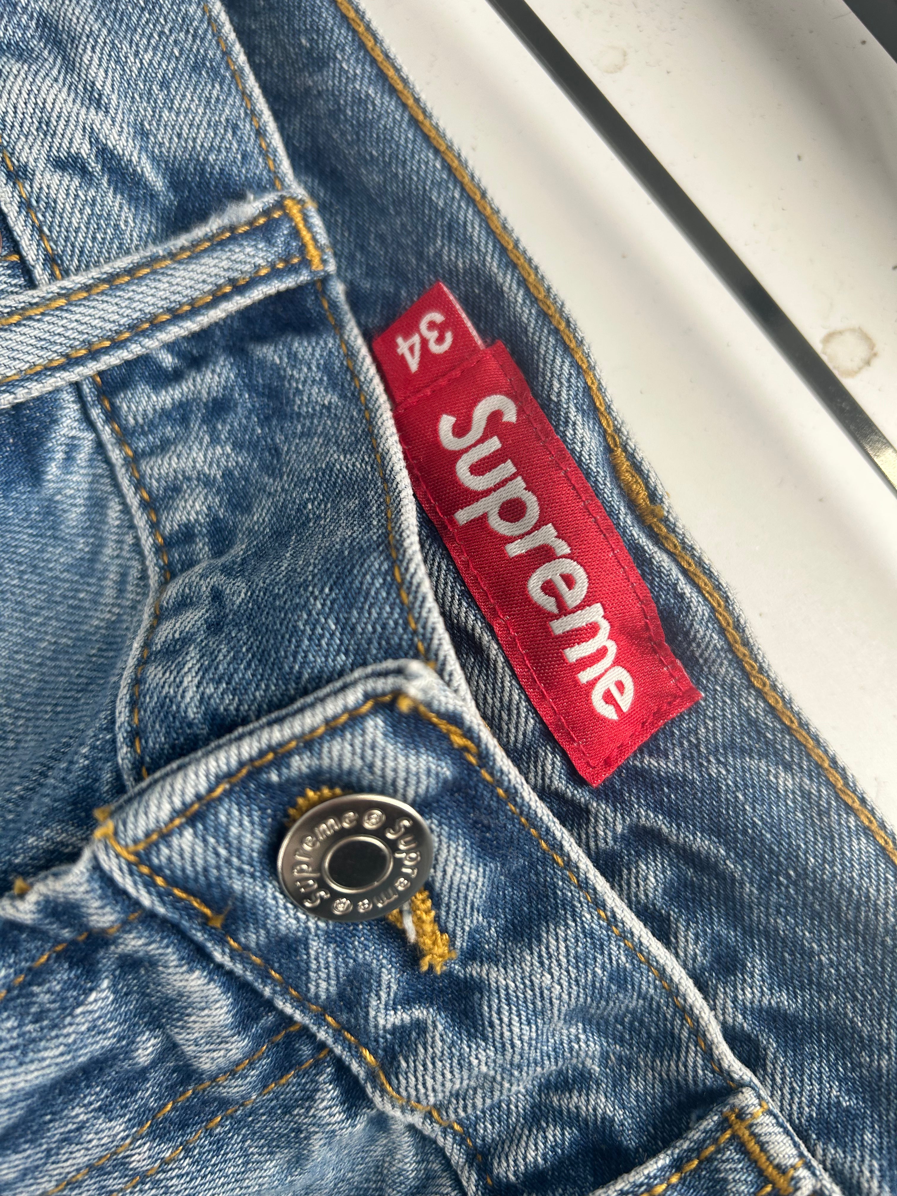 Supreme/Straight Pants/34/Denim/BLU/NVY RED LOGO BACK PKT view 3
