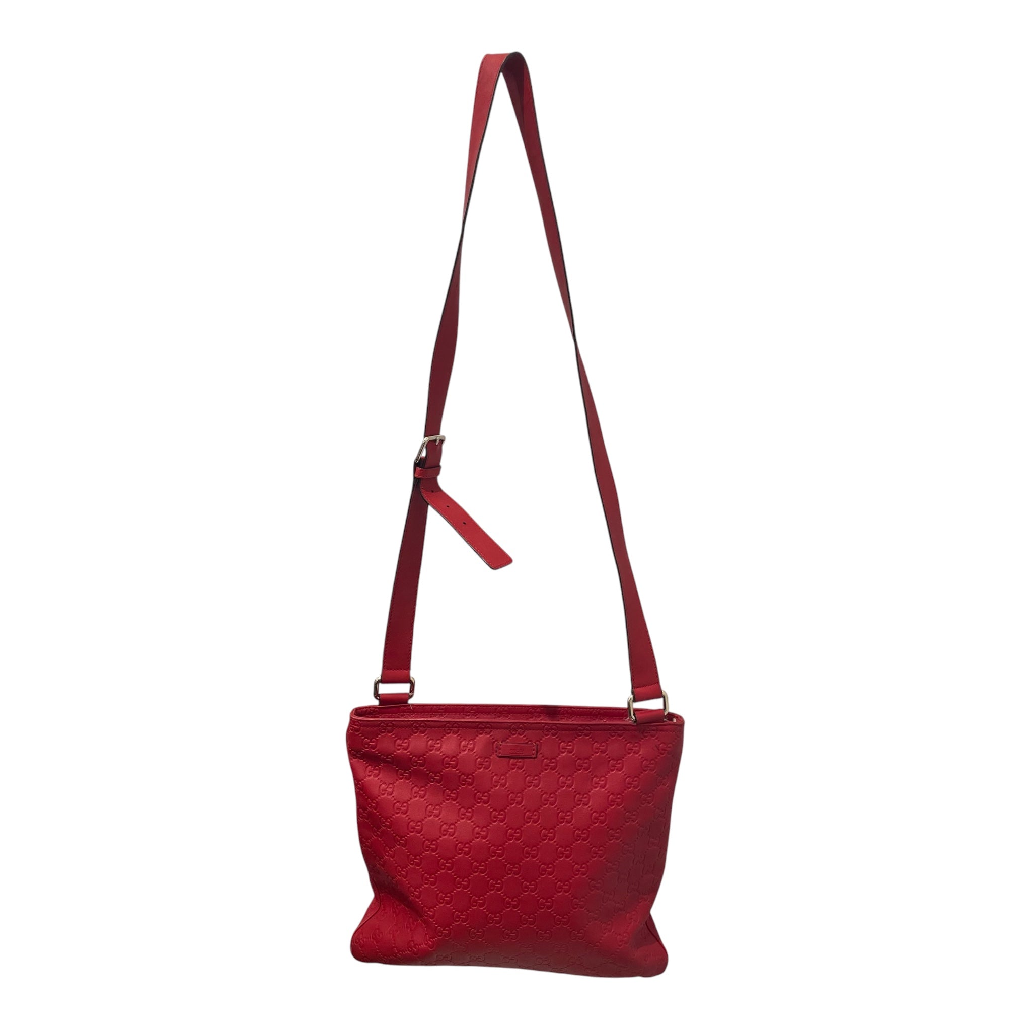GUCCI/Cross Body Bag/Monogram/Leather/RED/lrg messenger view 1