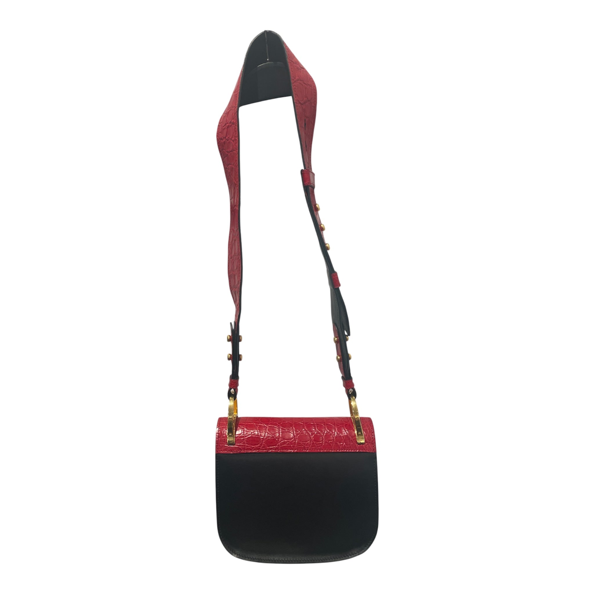 PRADA/Bag/Leather/BLK/CROC STRAP PIONNIERE BAG view 2