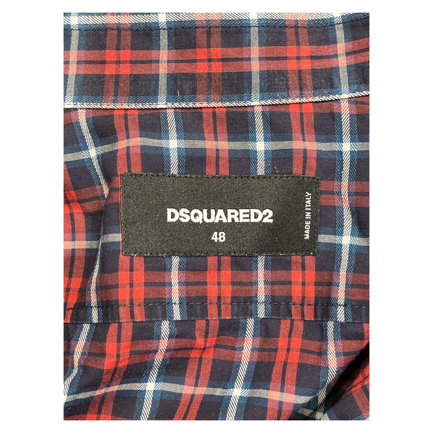 DSQUARED2/Polo Shirt/48/Cotton/RED/Plaid/silver metal box patch polo view 3