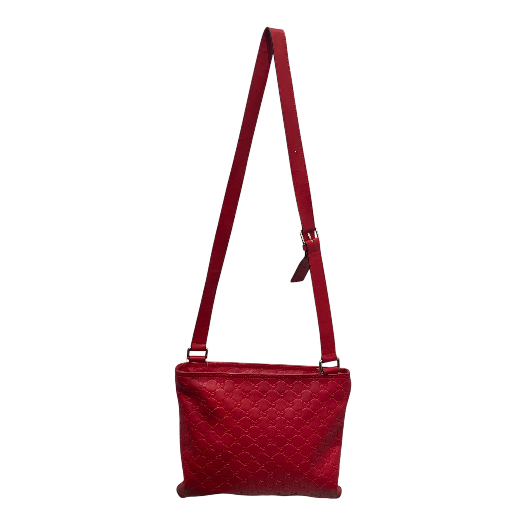 GUCCI/Cross Body Bag/Monogram/Leather/RED/lrg messenger view 2