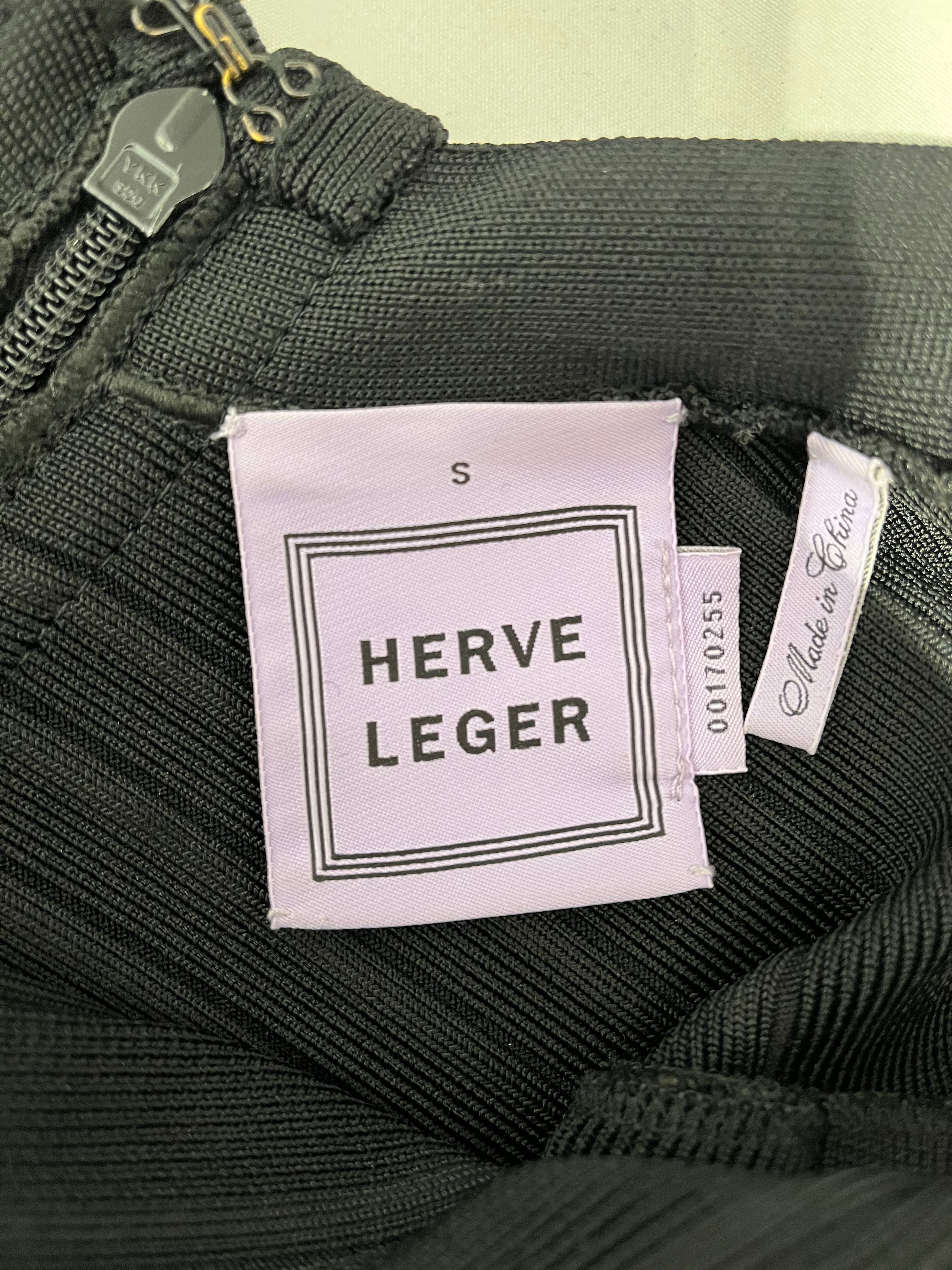 Herve Leger/SL Dress/S/Polyester/BLK/HORIZ STRIPE BLK/BLK DRESS view 3