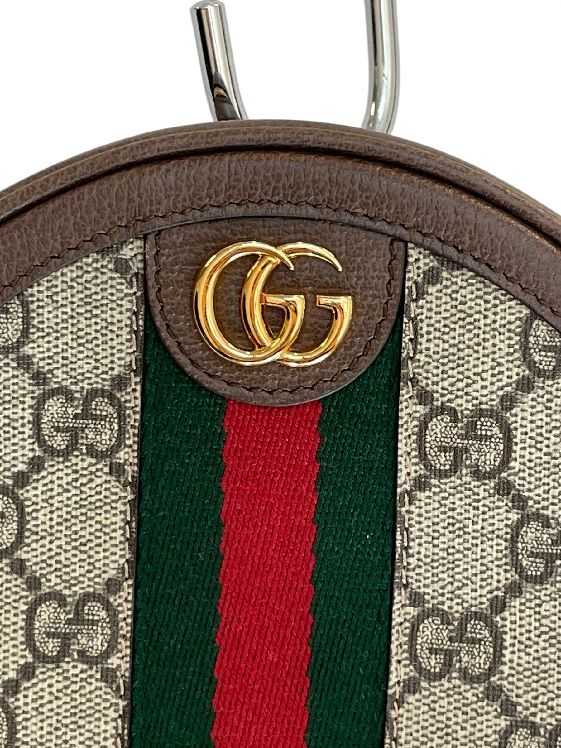 GUCCI/Cross Body Bag/Monogram/Leather/BRW/CIRCLE GUCCI RED/GRN STRPE CB view 4