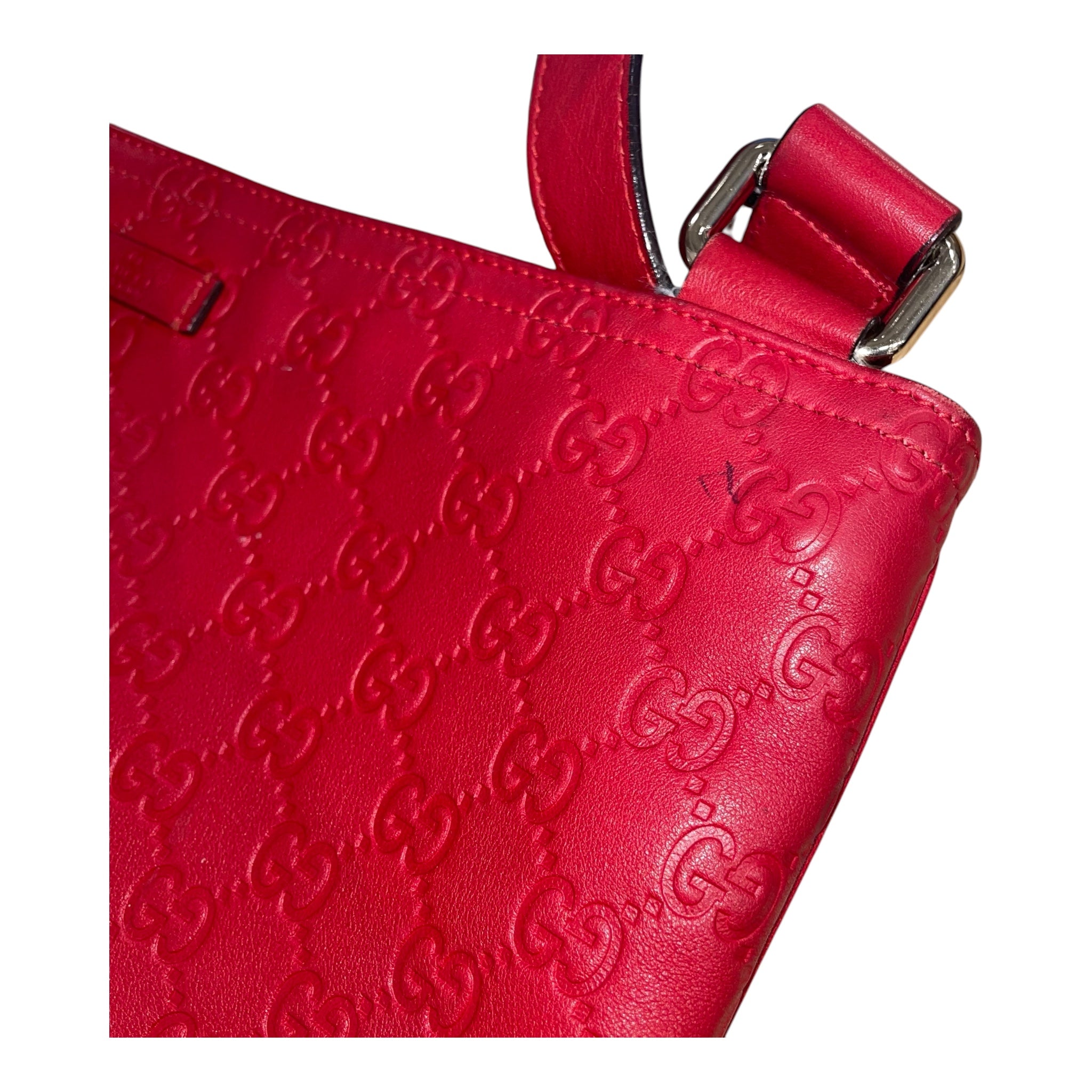 GUCCI/Cross Body Bag/Monogram/Leather/RED/lrg messenger view 6