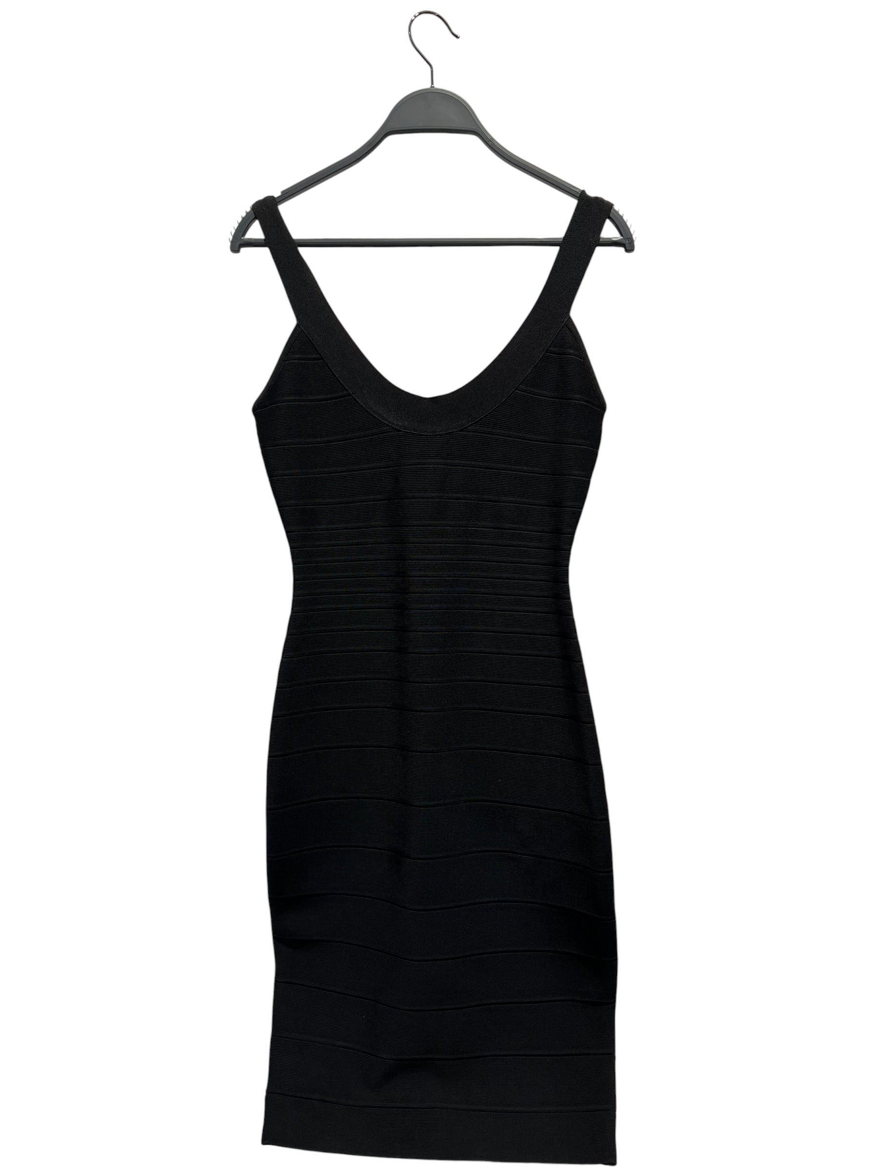 Herve Leger/SL Dress/S/Polyester/BLK/HORIZ STRIPE BLK/BLK DRESS view 1