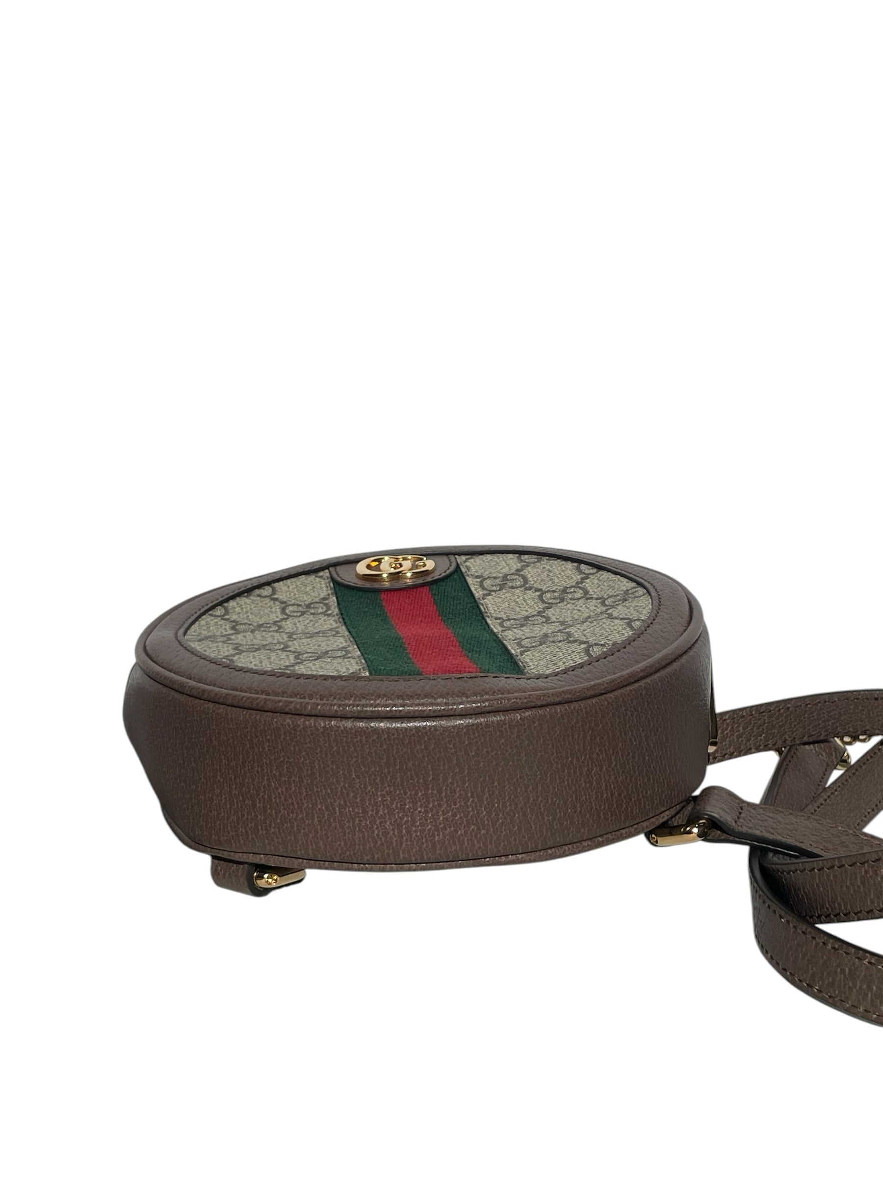 GUCCI/Cross Body Bag/Monogram/Leather/BRW/CIRCLE GUCCI RED/GRN STRPE CB view 3