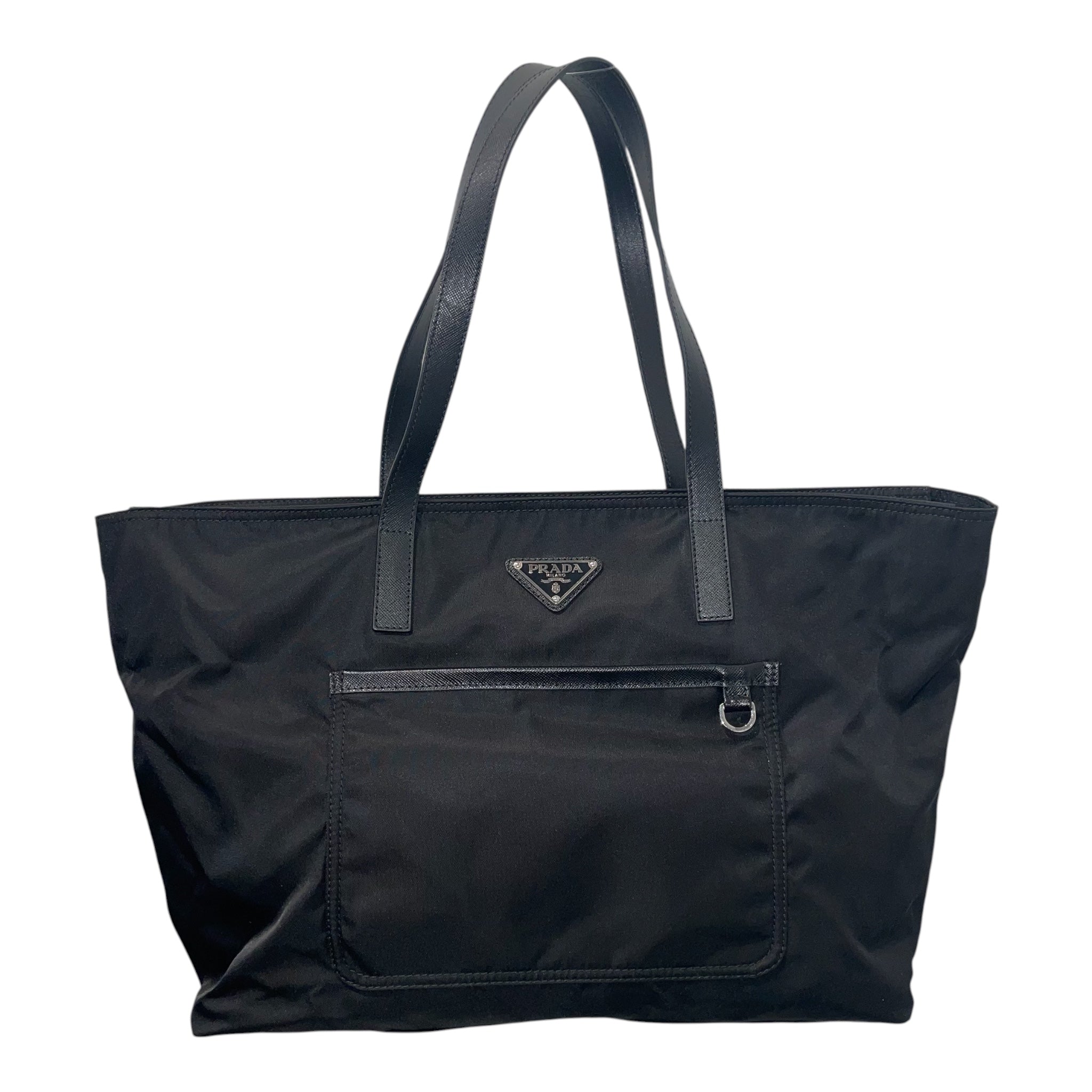 PRADA/Tote Bag/Nylon/BLK/tessuto tote, front pocket view 1