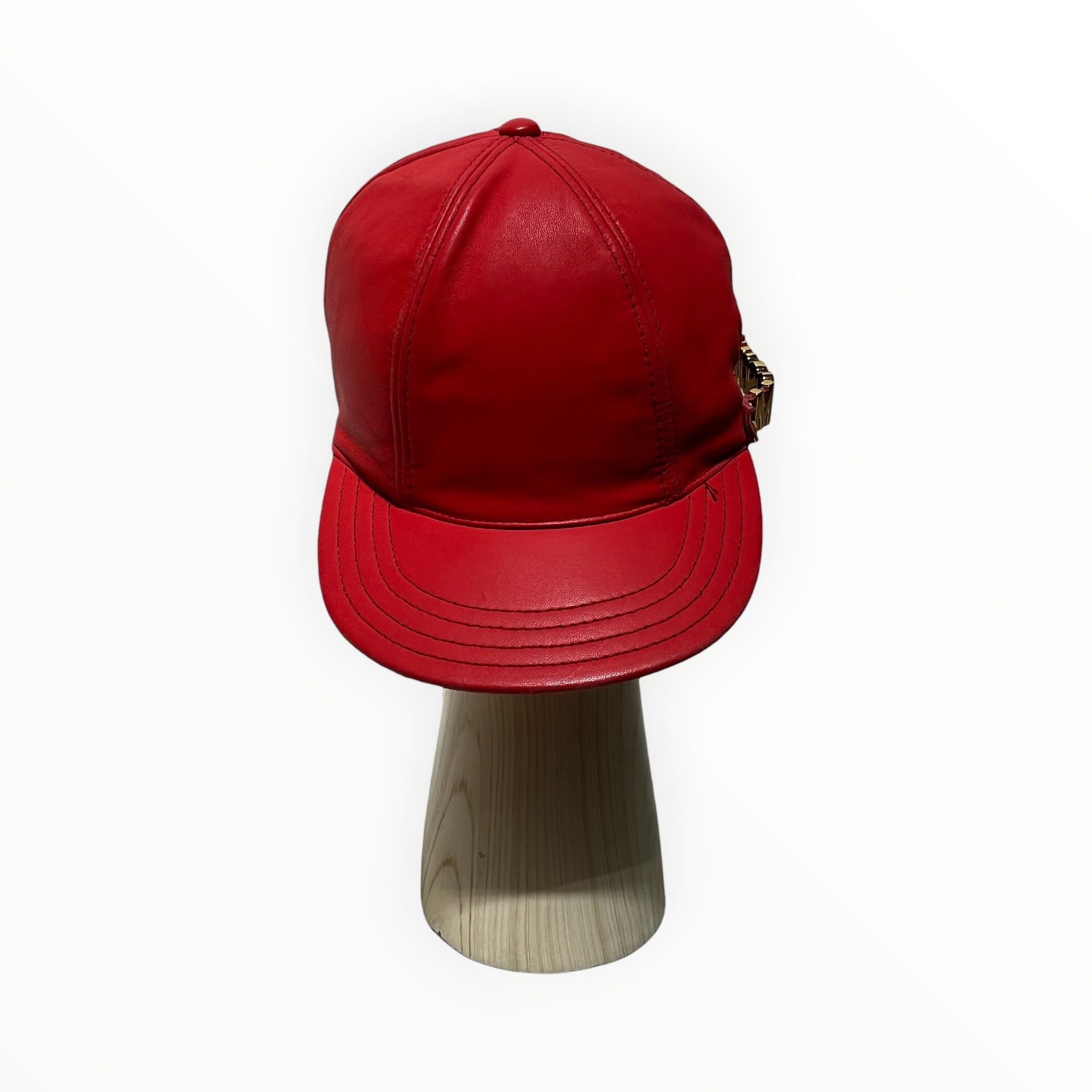 MOSCHINO/Trucker Cap/Leather/RED/Moschino Double Brim Hat view 4