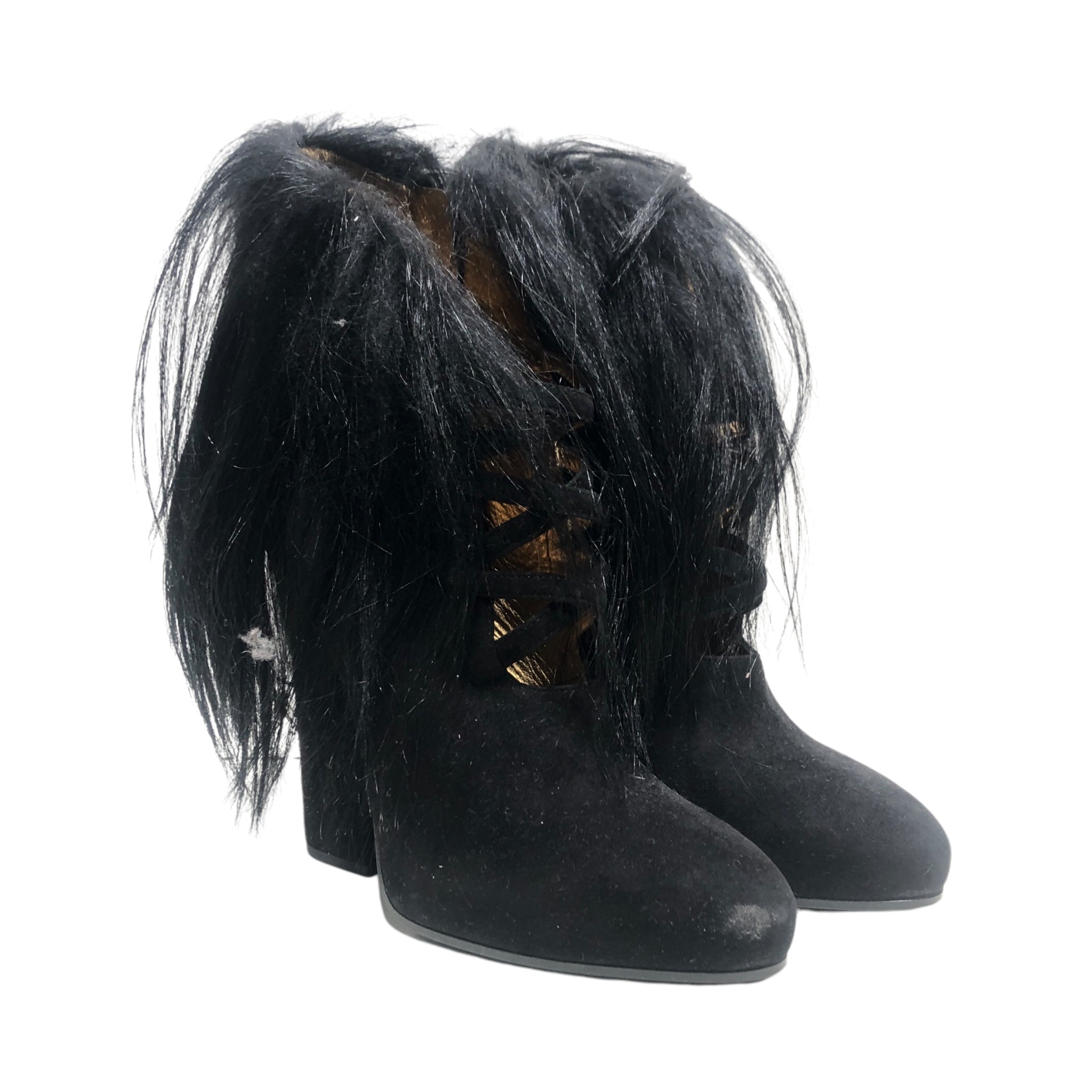 BOTTEGA VENETA/Heels/EU 37/Suede/BLK/FUR HEELS view 1