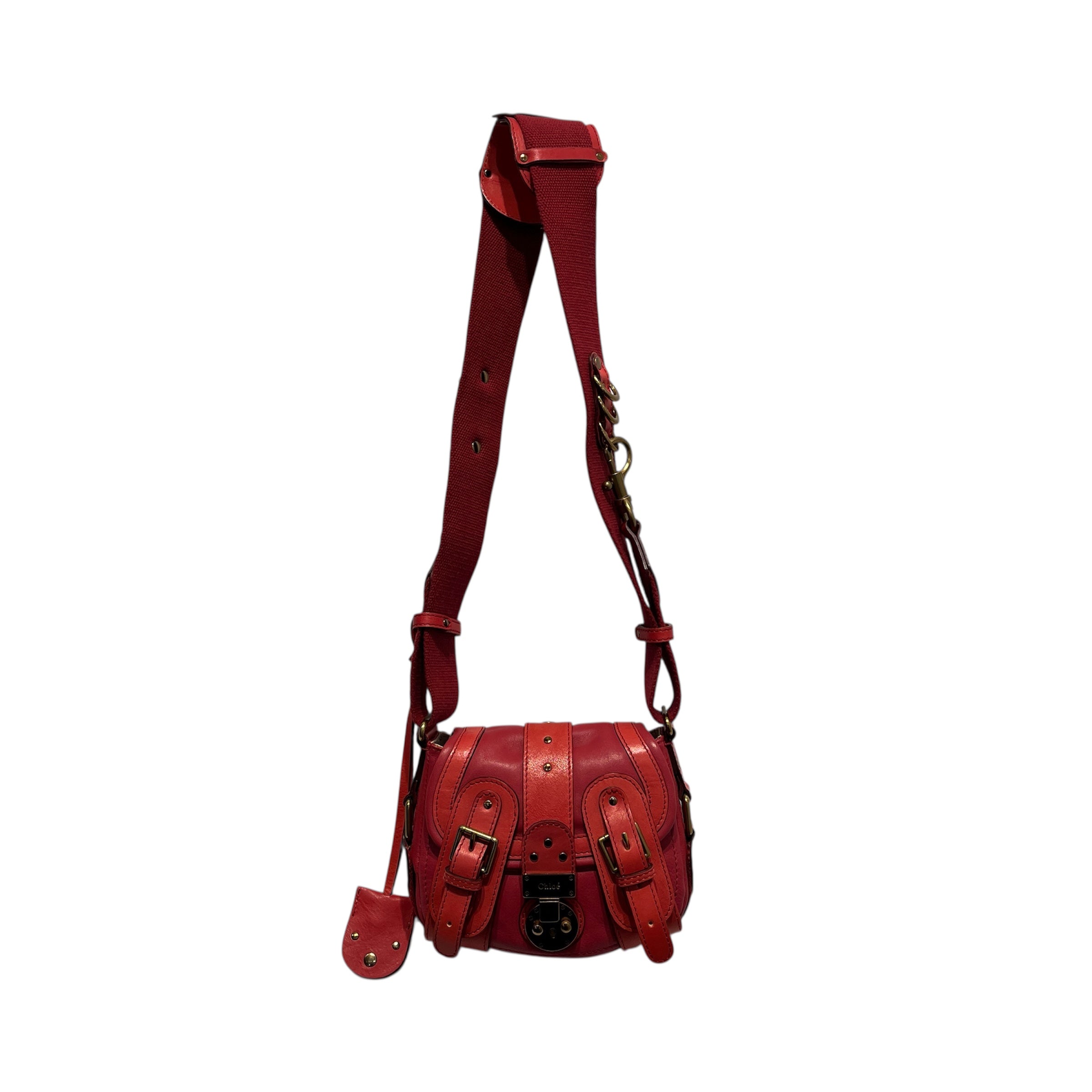 Chloe/Cross Body Bag/Iridescent/Leather/RED/Paddington Double Buckle Bag view 1