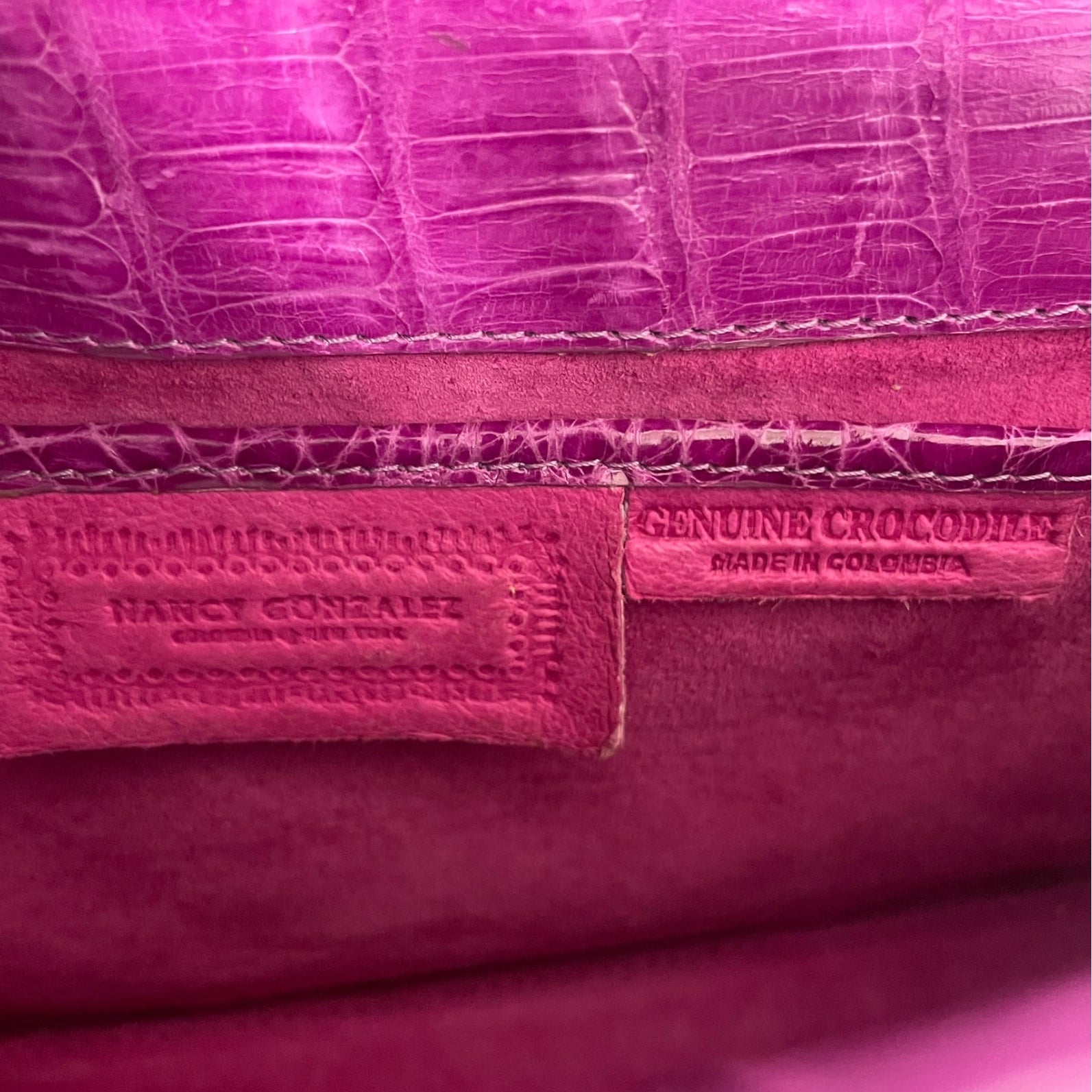 NANCY GONZALEZ/Hand Bag/Animal Pattern/Leather/PNK/croc skin pink handbag view 3