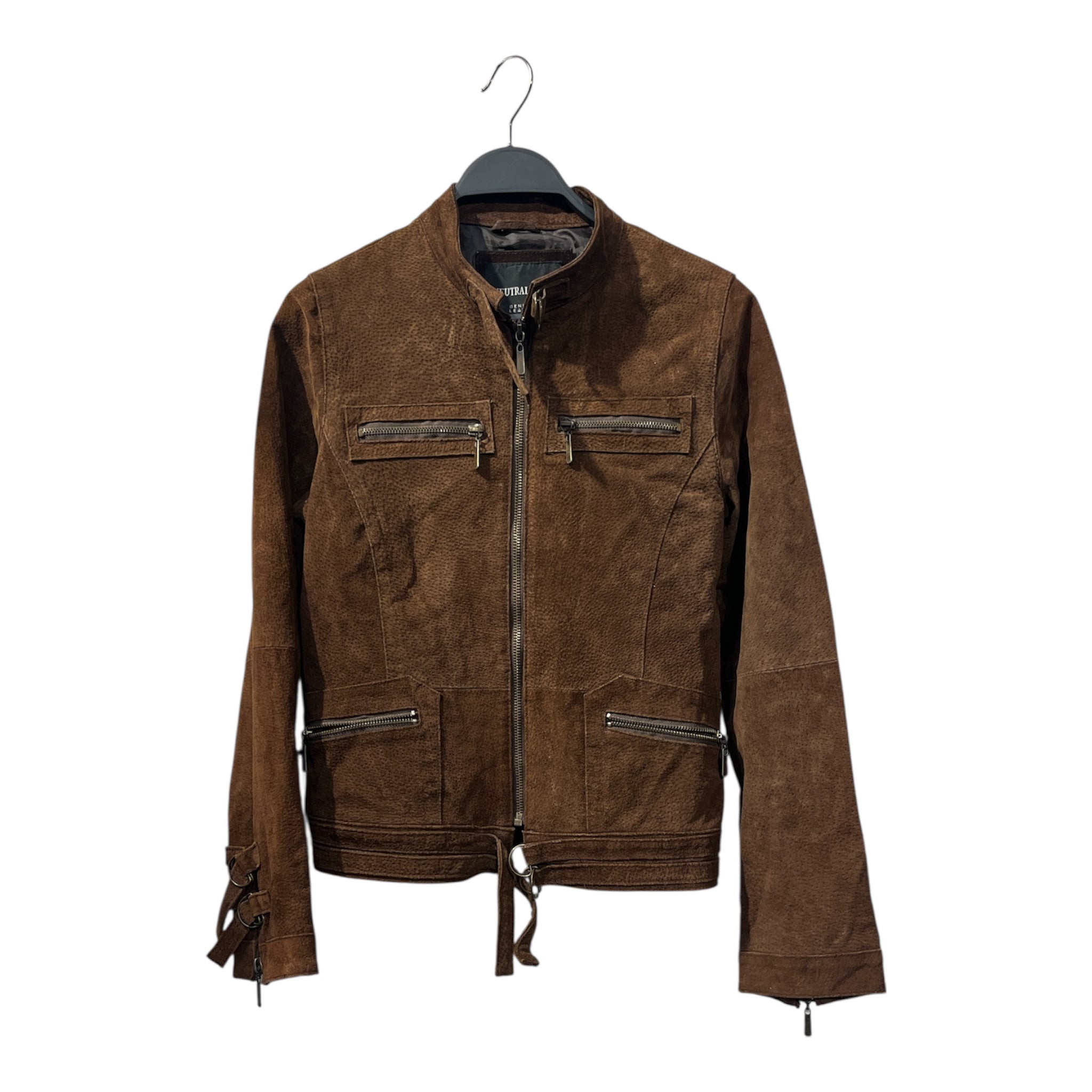 NEUTRAL ZONE/Leather Jkt/S/Suede/BRW/D RING WAIST NECK CUFF JKT view 1
