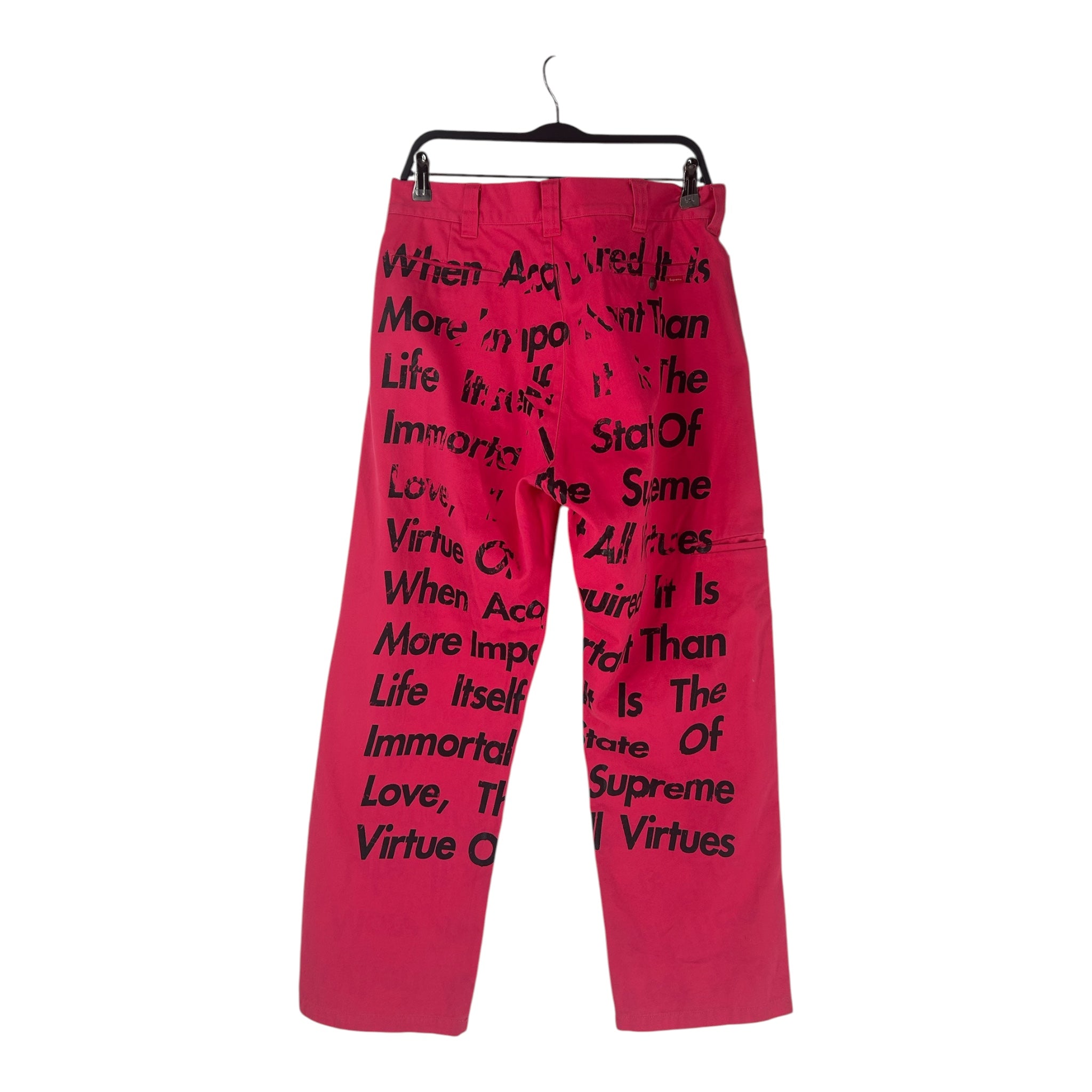 Supreme/JUNYA WATANABE COMME des GARCONS MAN/Straight Pants/32/Cotton/PNK/All Over Print/WORDS ALL OVER BEHIND view 2