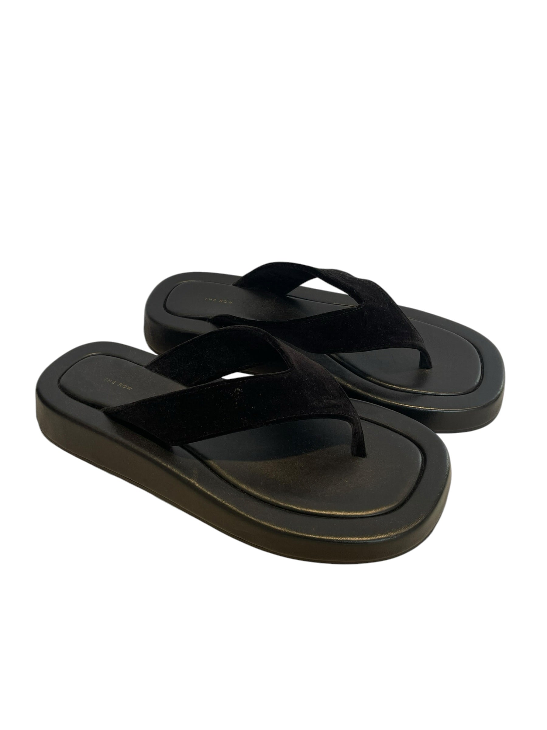THE ROW/Sandals/EU 41/Leather/BLK/VELOUR FLIP FLOP view 1