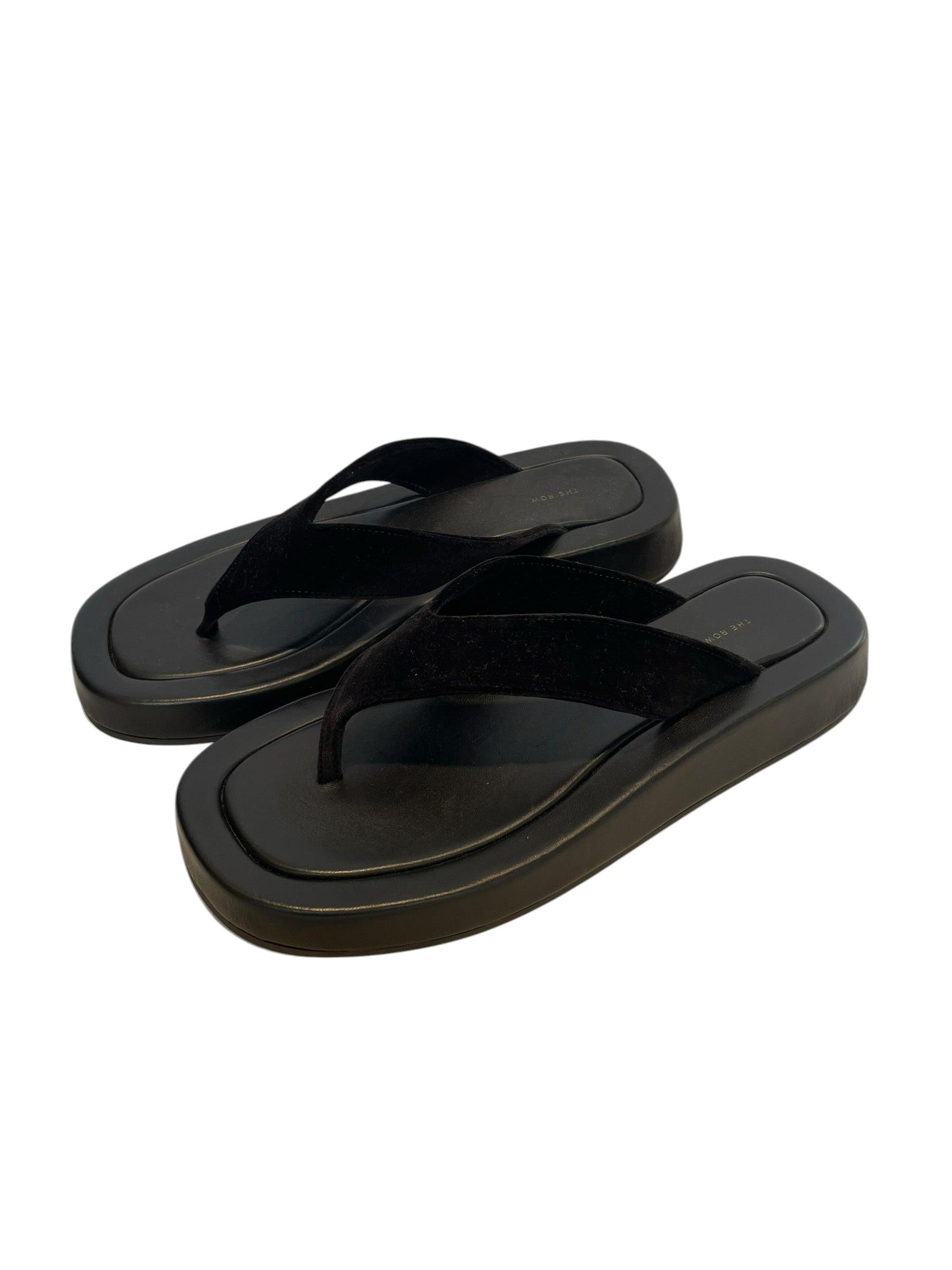 THE ROW/Sandals/EU 41/Leather/BLK/VELOUR FLIP FLOP view 2