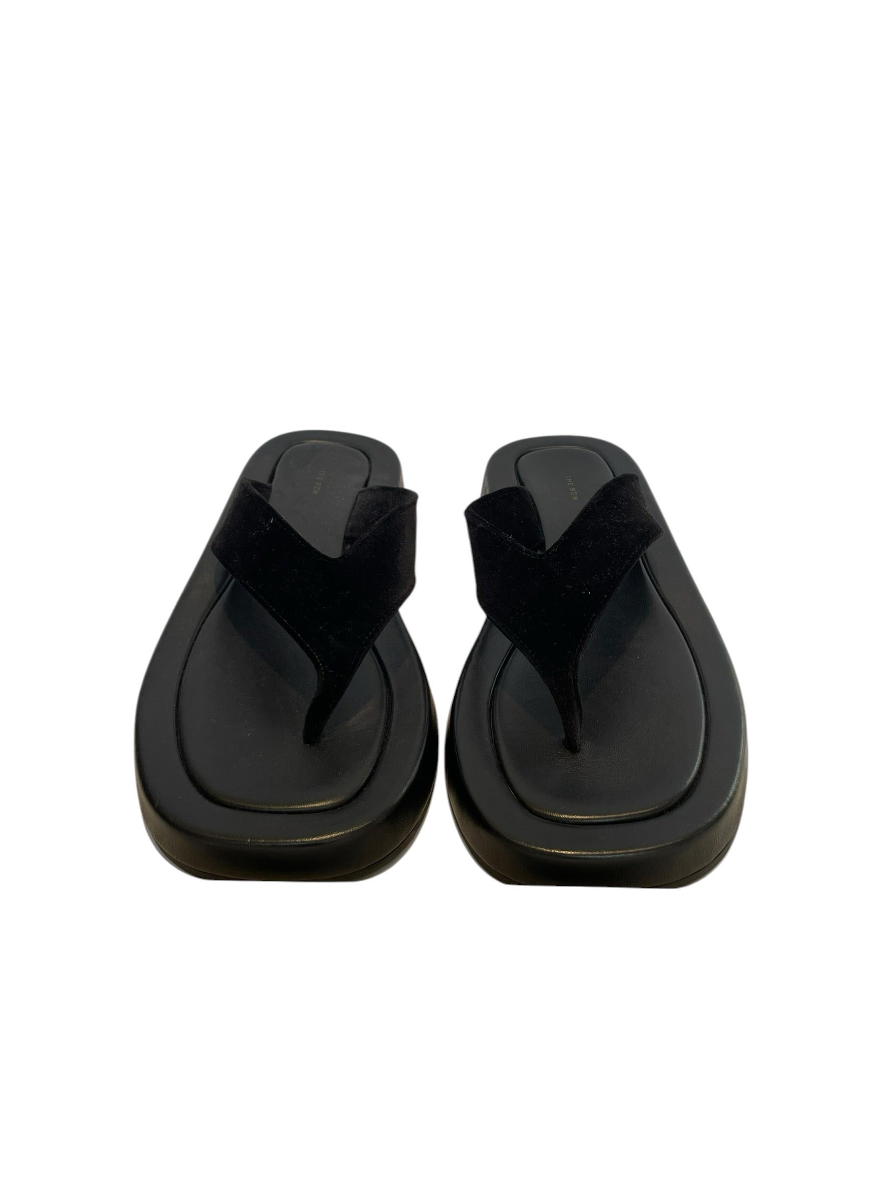 THE ROW/Sandals/EU 41/Leather/BLK/VELOUR FLIP FLOP view 3