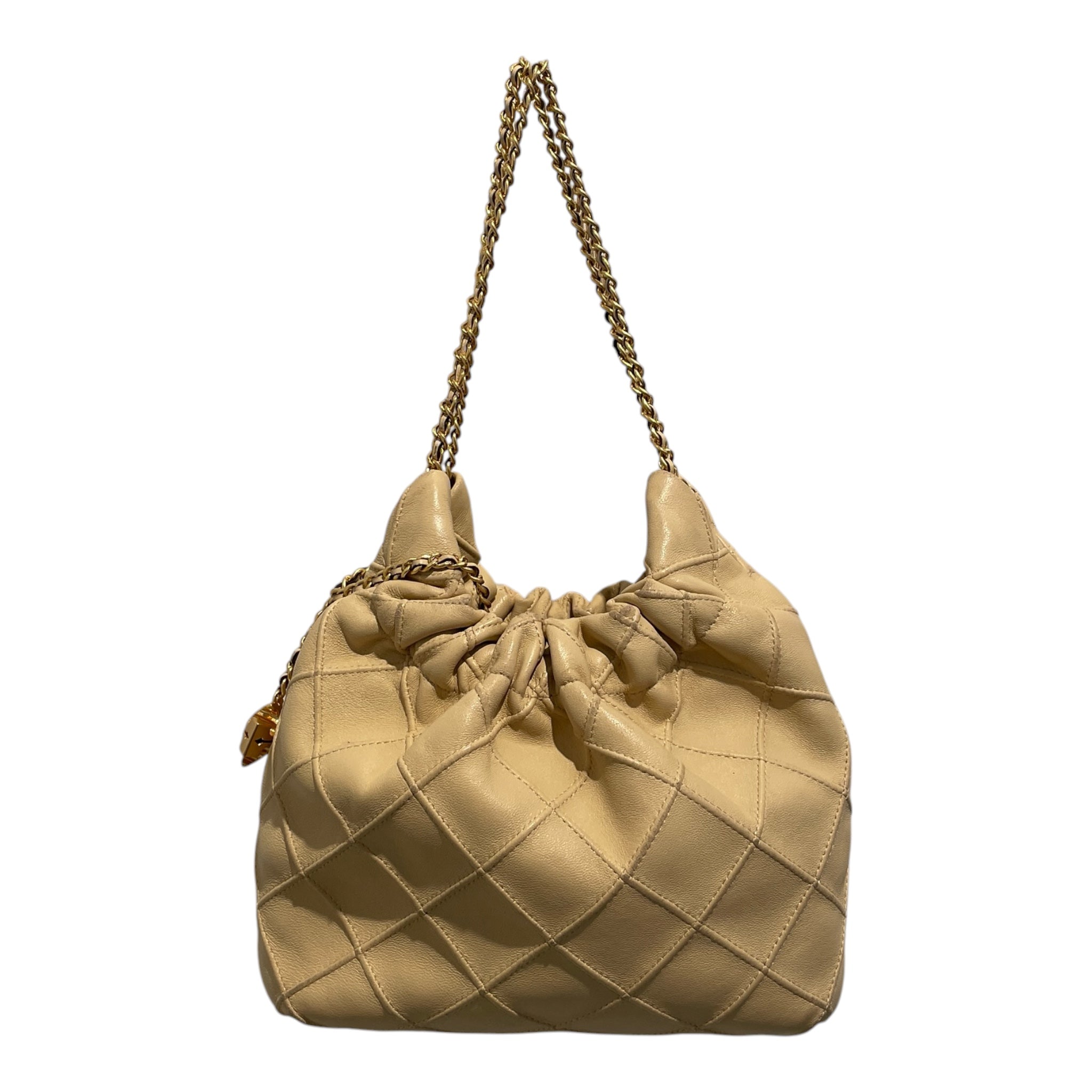 TORY BURCH/Cross Body Bag/Leather/BEG/fleming drawstring hobo bag view 1