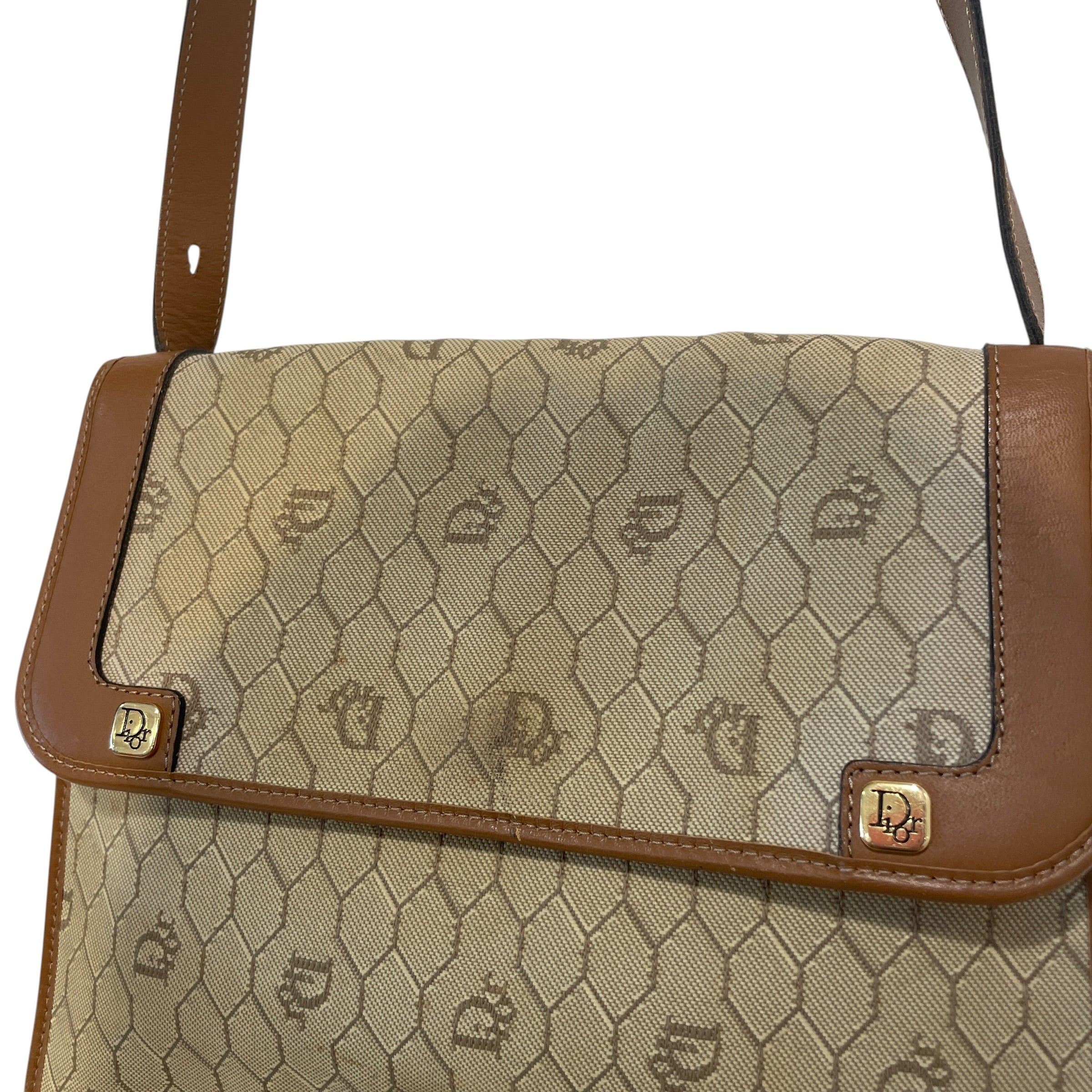 Christian Dior/Cross Body Bag/Monogram/Cotton/BEG/Canvas Honeycomb view 3