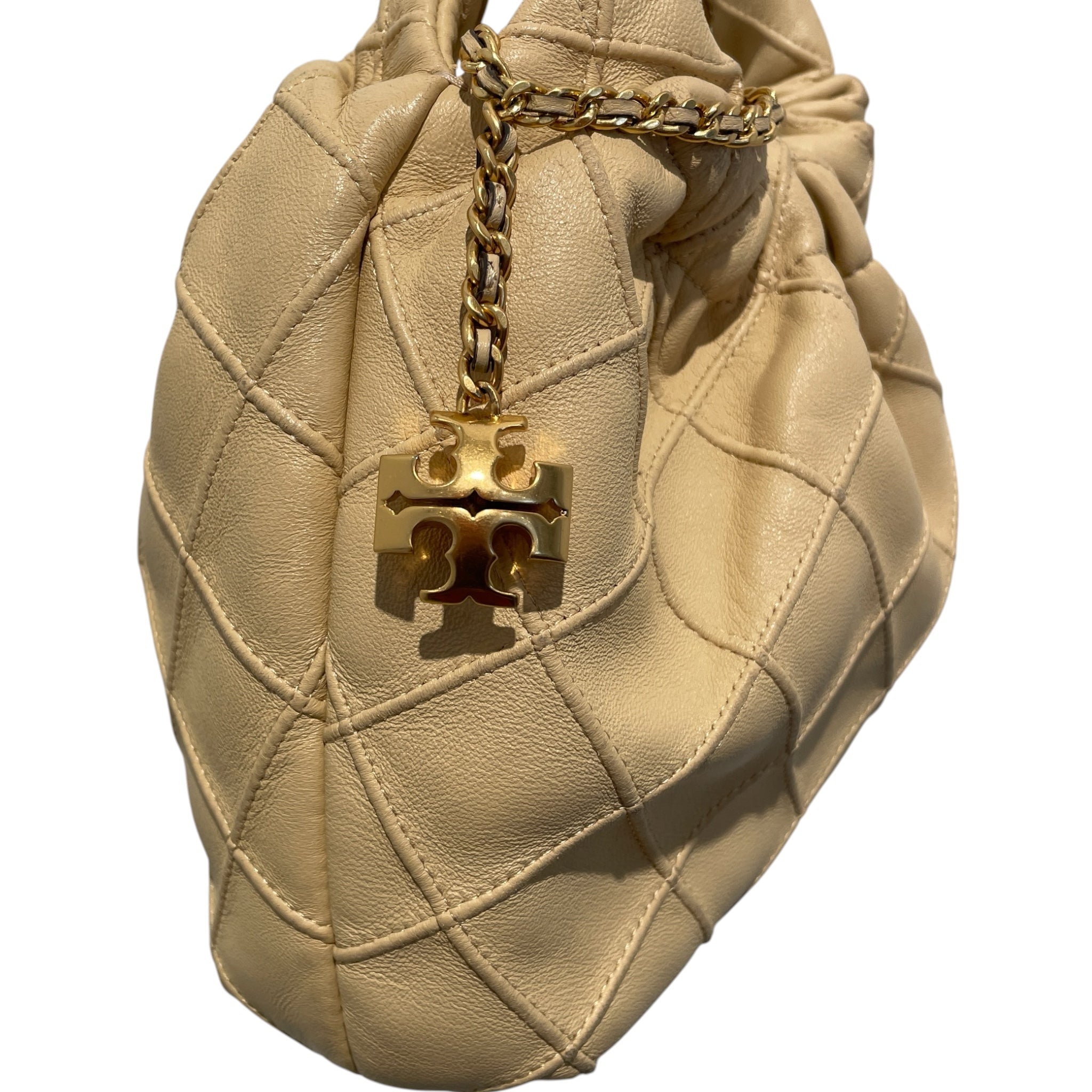 TORY BURCH/Cross Body Bag/Leather/BEG/fleming drawstring hobo bag view 4