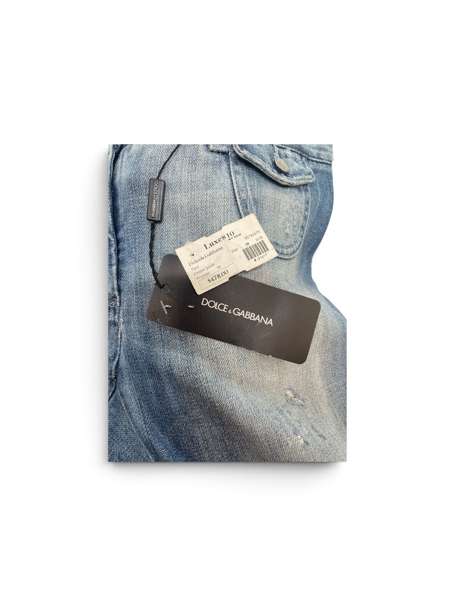 DOLCE&GABBANA/Pants/38/Cotton/BLU/LIGHT WASH/DISTRESSED/FLAP PCK view 3