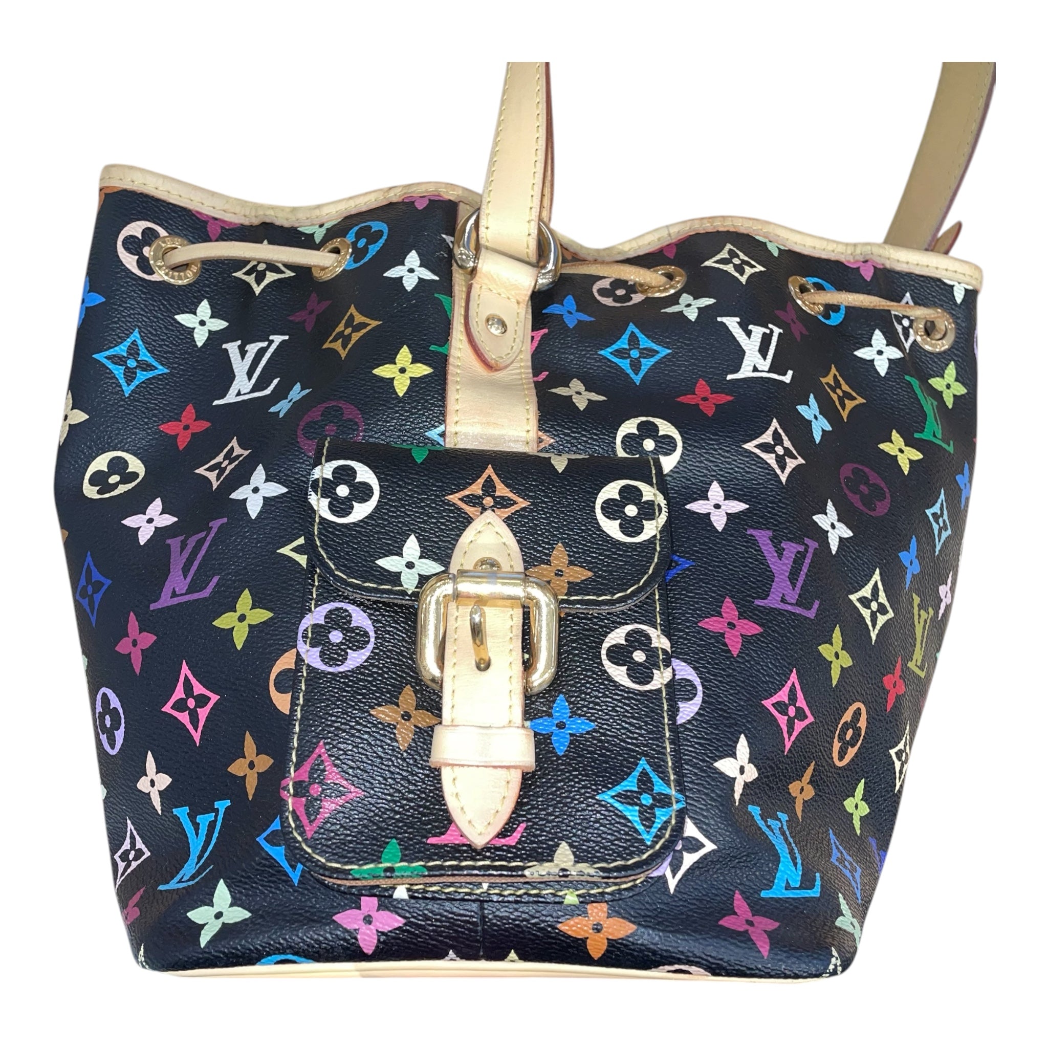 LOUIS VUITTON/Bag/Monogram/Leather/BLK/multicolore noe petit bucket view 7