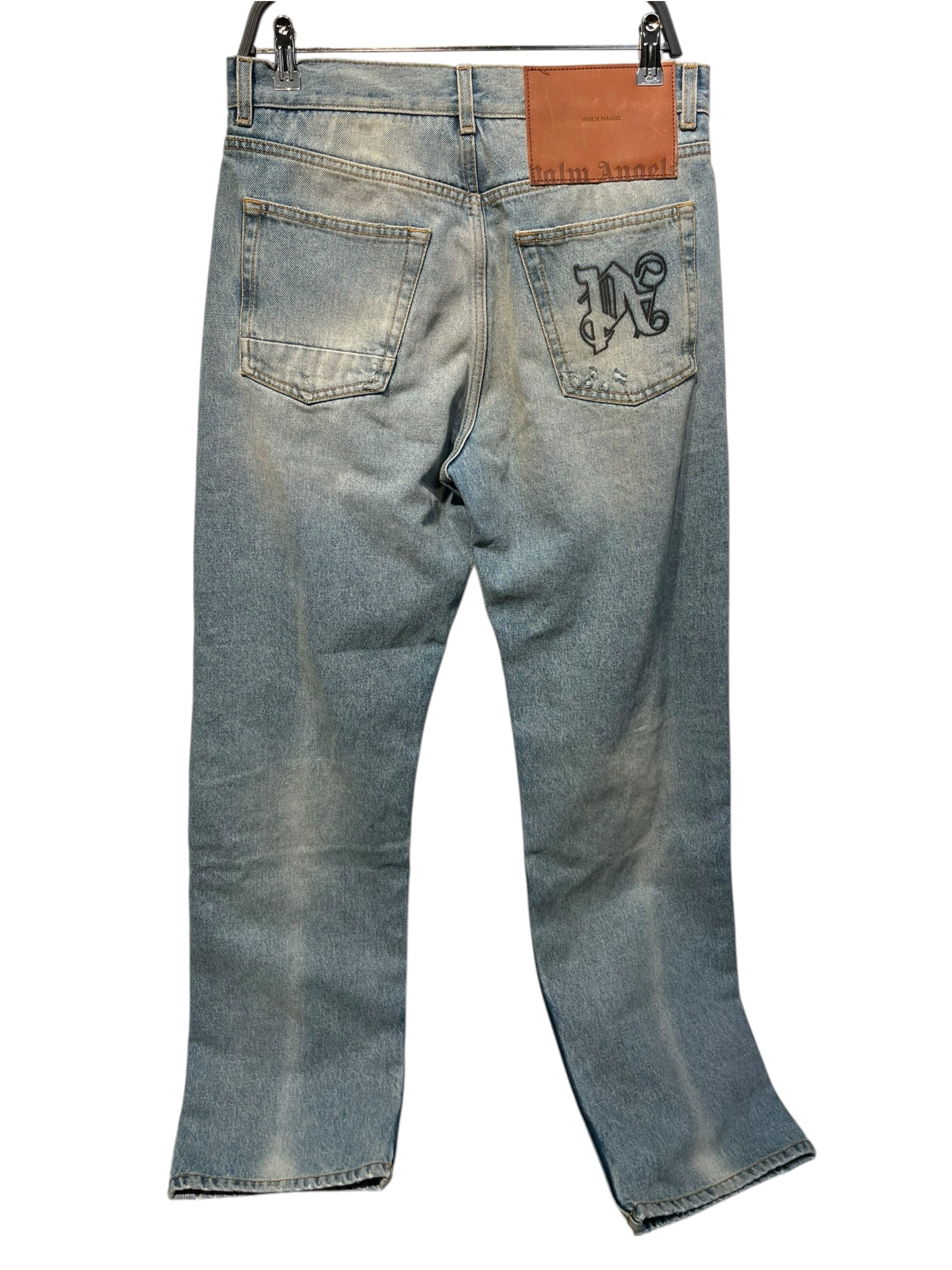 Palm Angels/Straight Pants/27/Denim/IDG/LGHT WASH PA EMBRIODERED view 2