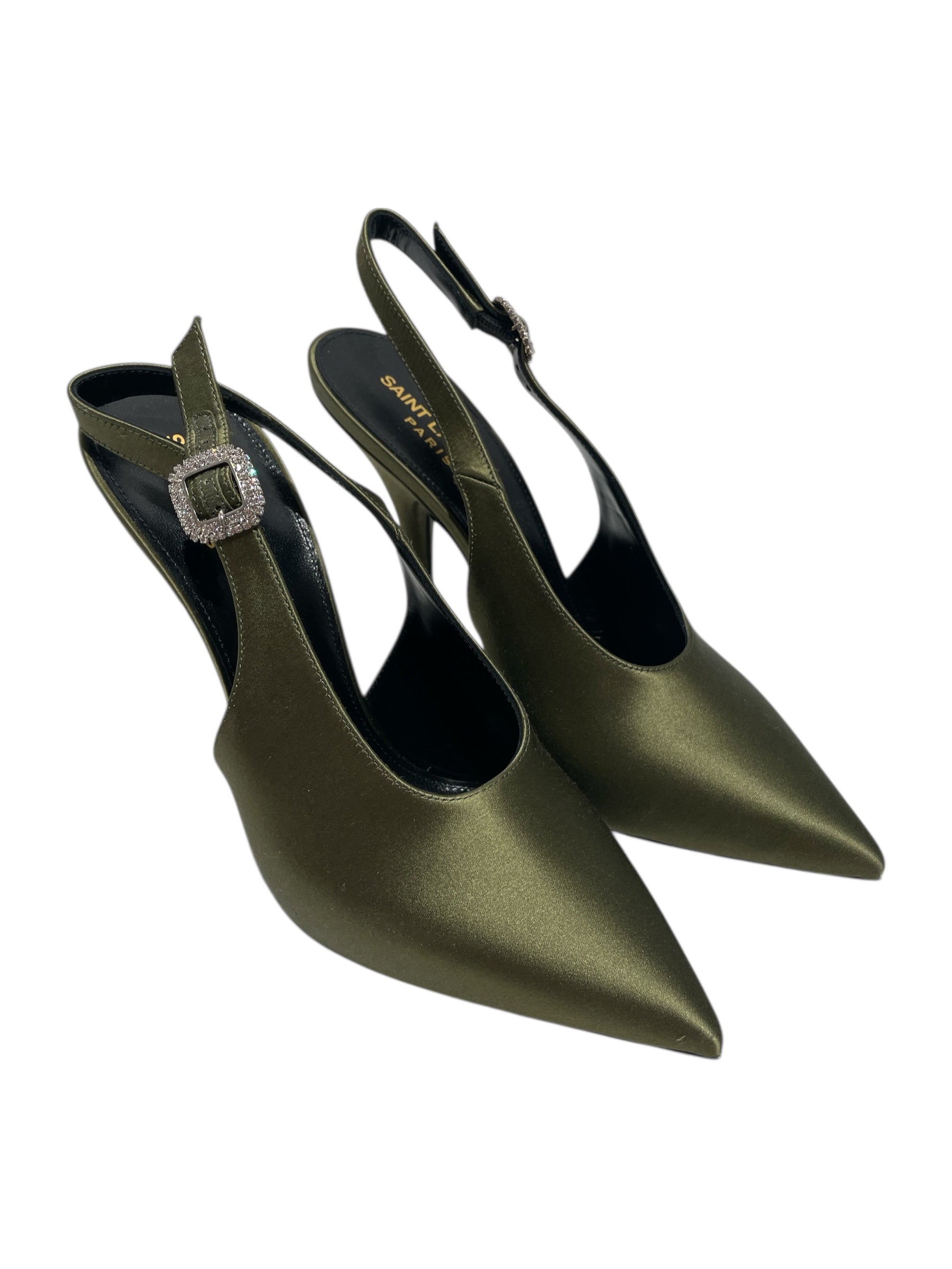 SAINT LAURENT/Heels/EU 38.5/Silk/GRN/ view 1