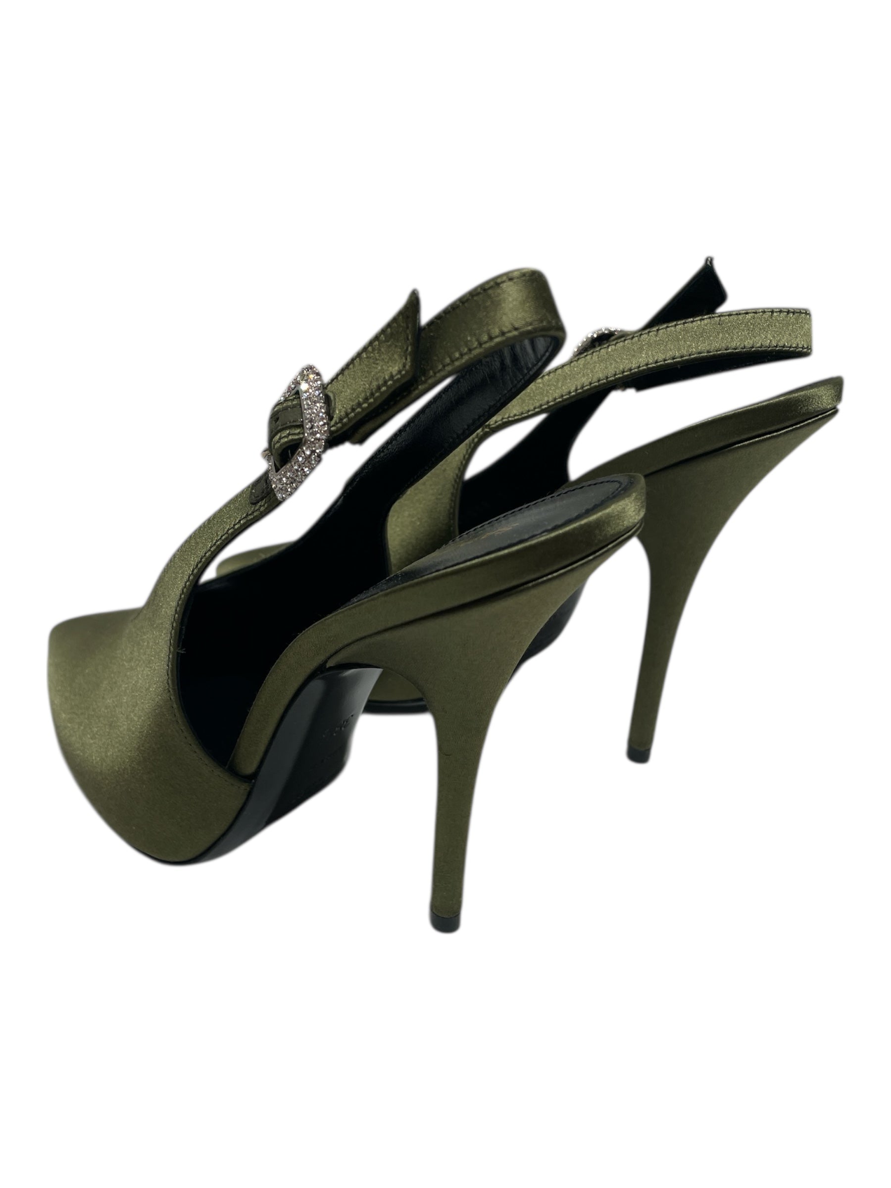 SAINT LAURENT/Heels/EU 38.5/Silk/GRN/ view 2