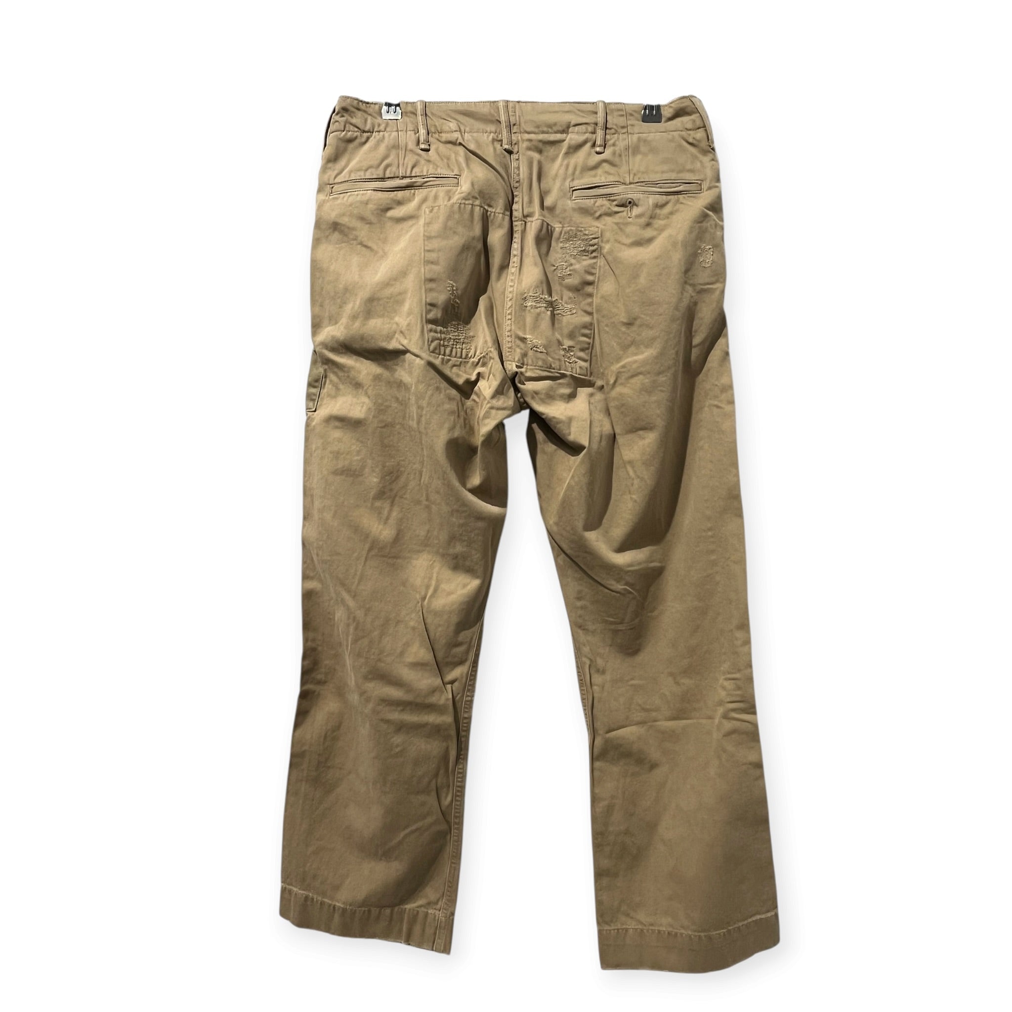 RRL/Pants/32/Cotton/BEG/Button Fly/GREEN FRONT PANELS REPAIRS view 2