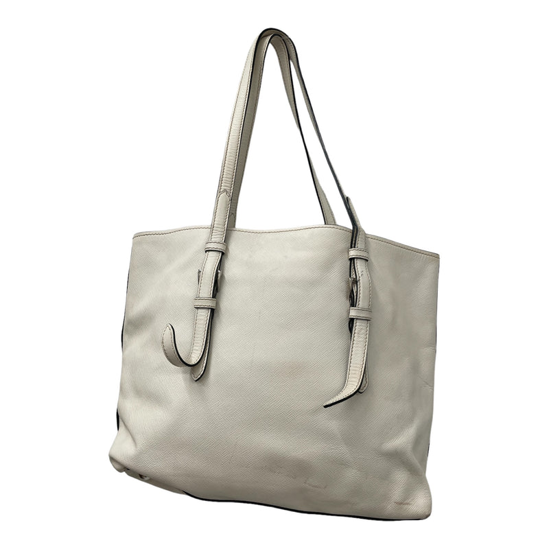 PRADA/Hand Bag/FREE/Leather/WHT/Saffiano