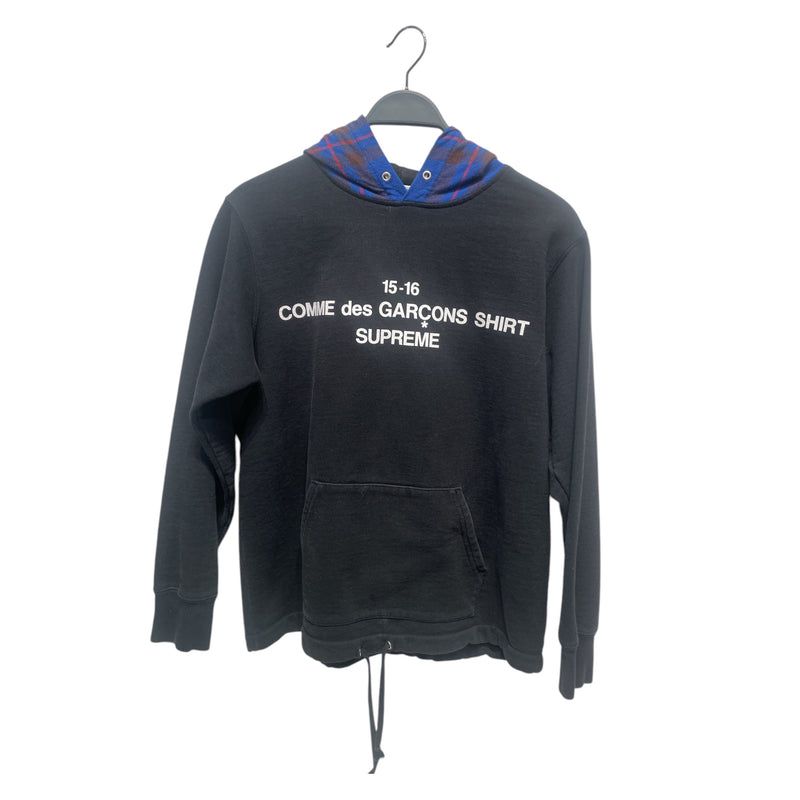 COMME des GARCONS SHIRT/Supreme/Hoodie/S/Cotton/BLK/15-16 Plaid Hood
