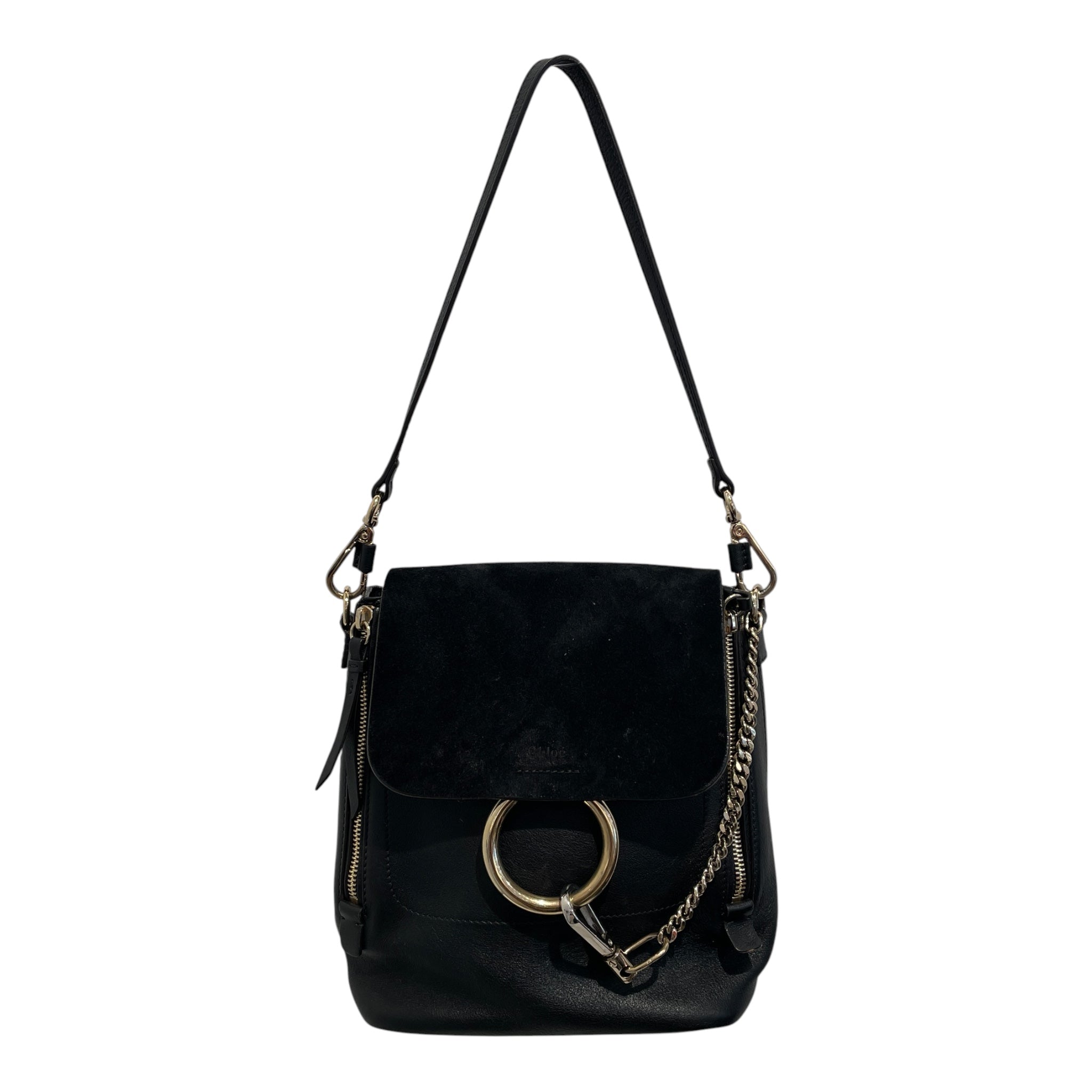 Chloe/Backpack/Leather/BLK/Faye convertable backpack view 1