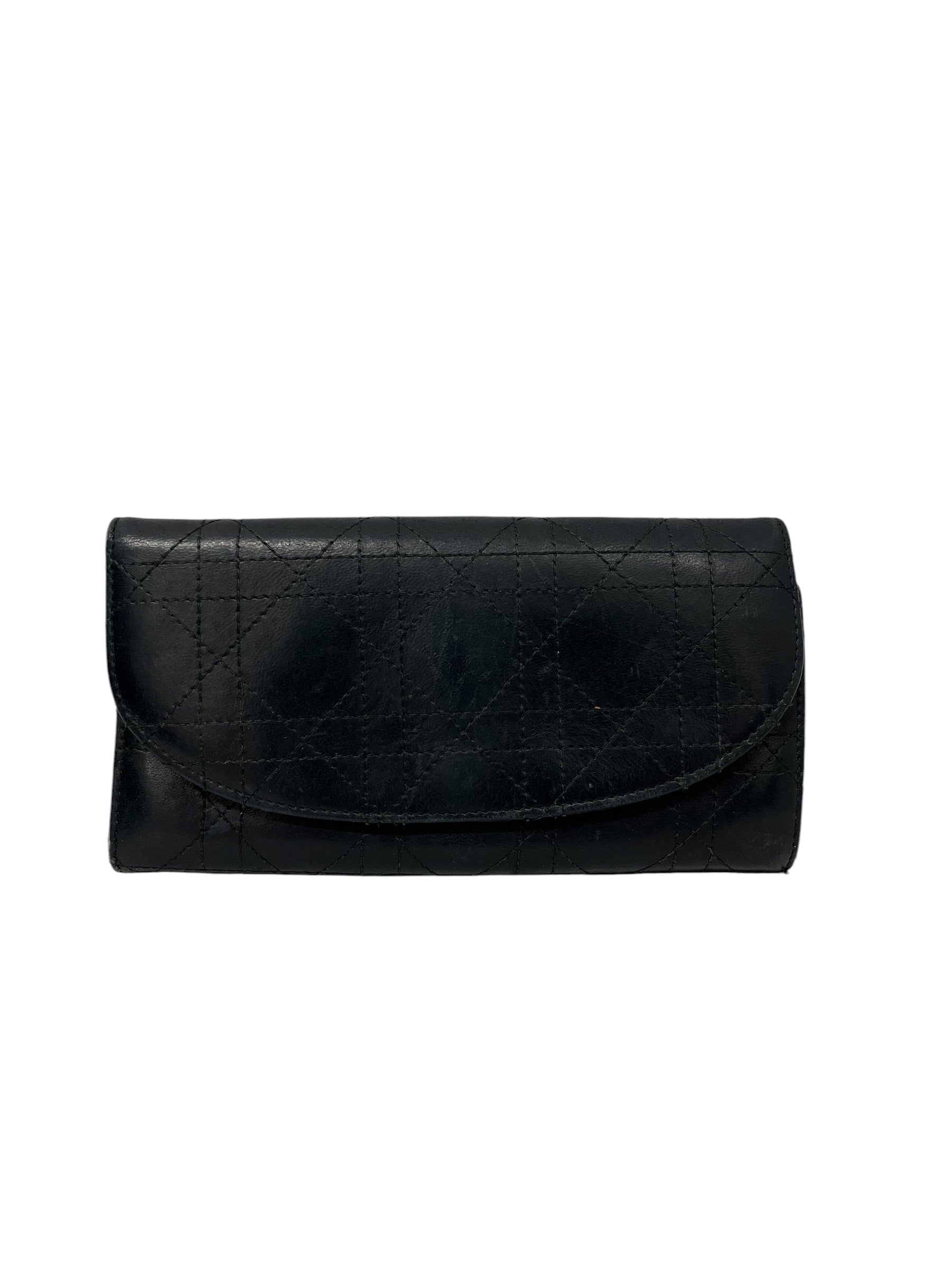 Christian Dior/Long Wallet/Leather/BLK/L's/AYAKO CUSTOM NAME INSIDE view 1