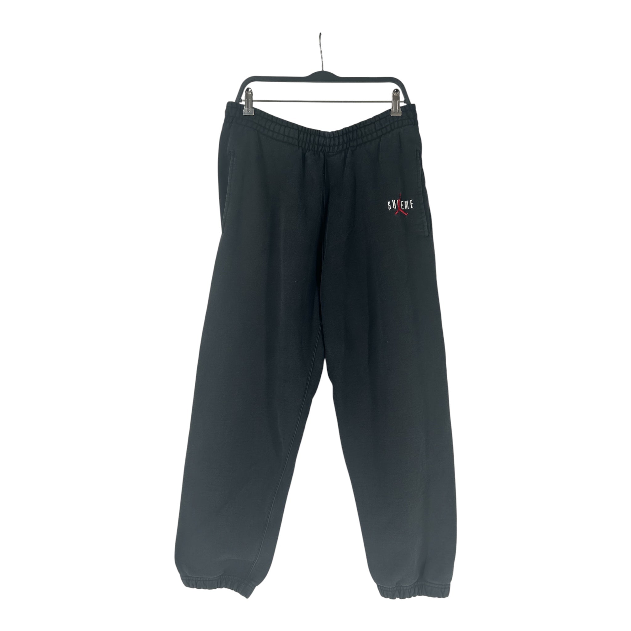 Supreme/JORDAN BRAND/Straight Pants/M/Cotton/BLK/jumpman next to pocket view 1