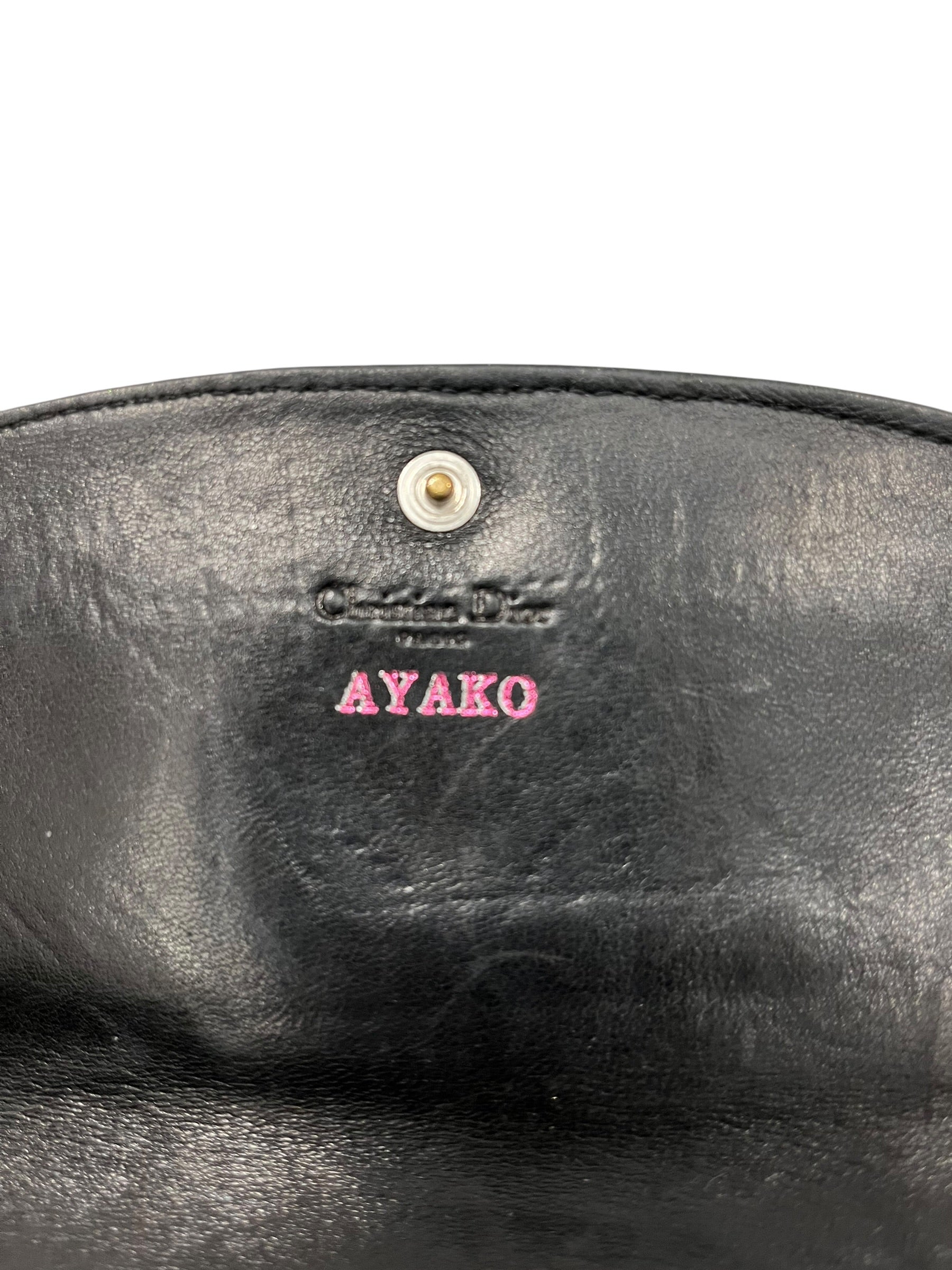 Christian Dior/Long Wallet/Leather/BLK/L's/AYAKO CUSTOM NAME INSIDE view 5